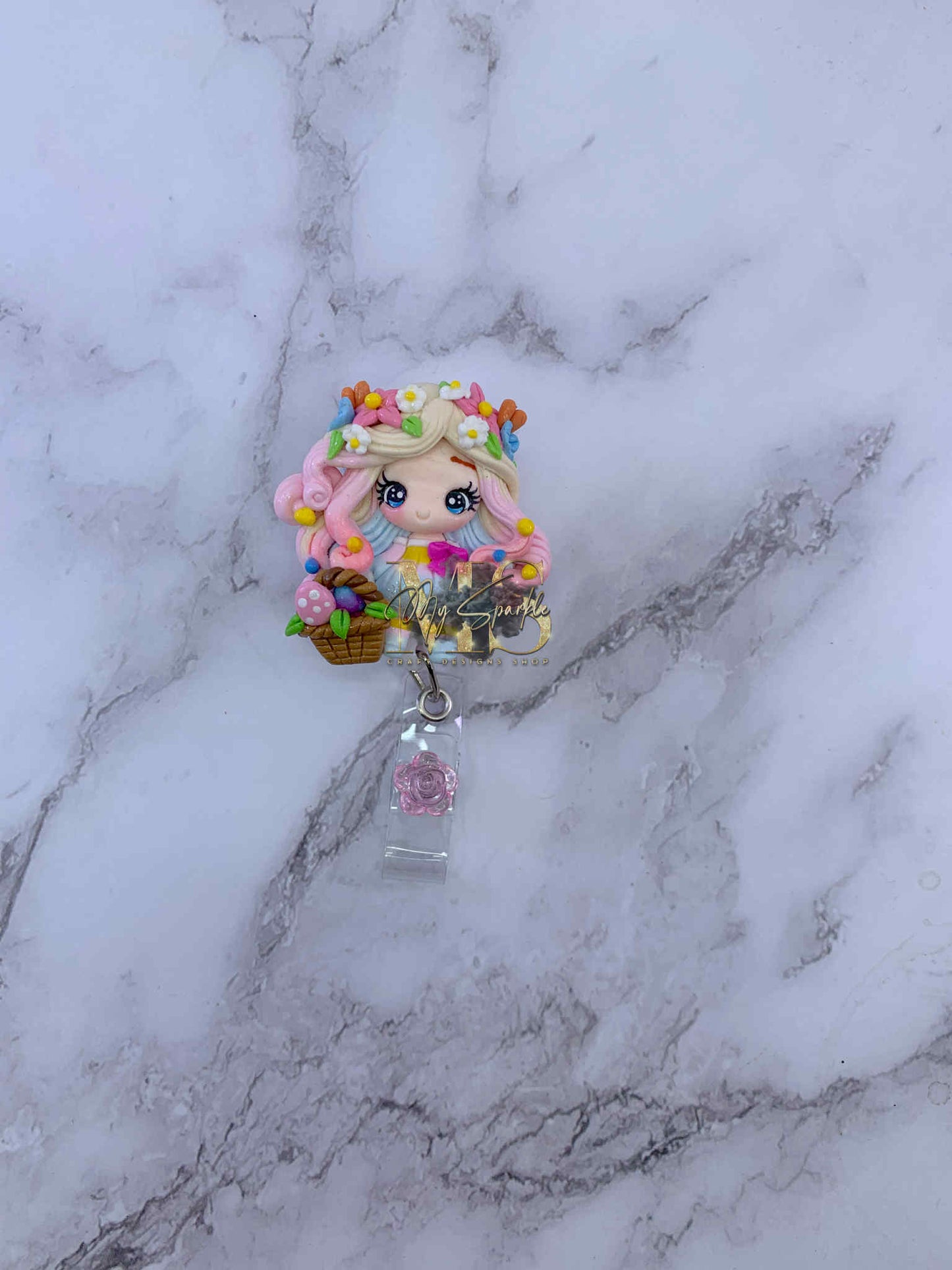 Easter Cute Girl Clay Badge Reel