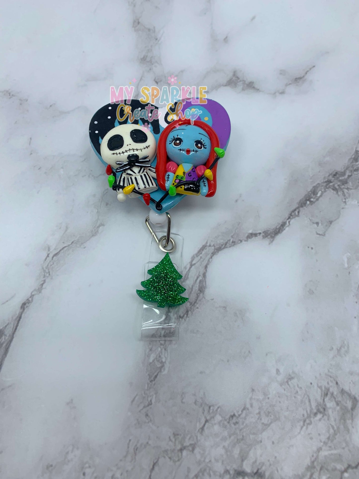Christmas Couple Nightmare Clay Badge Reel
