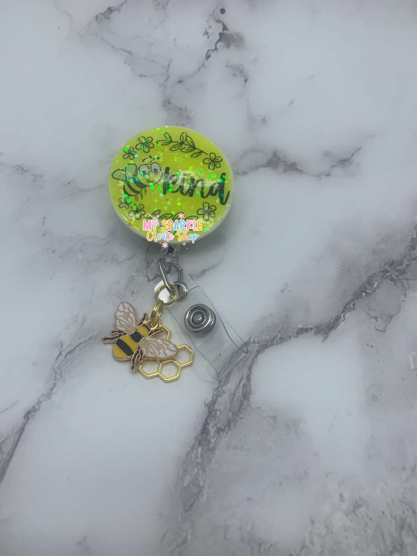 Bee Kind Glitter Badge Reel