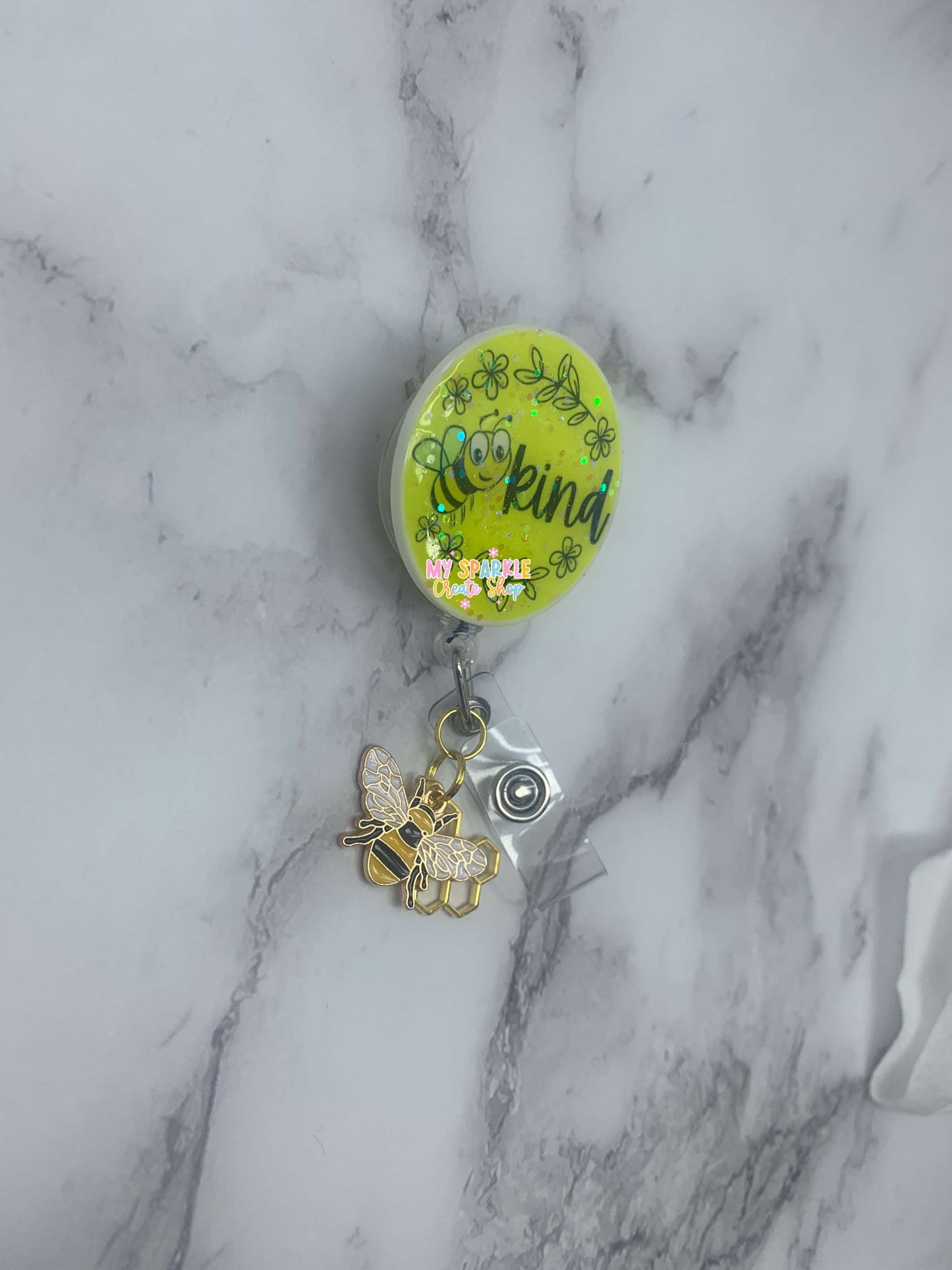Bee Kind Glitter Badge Reel