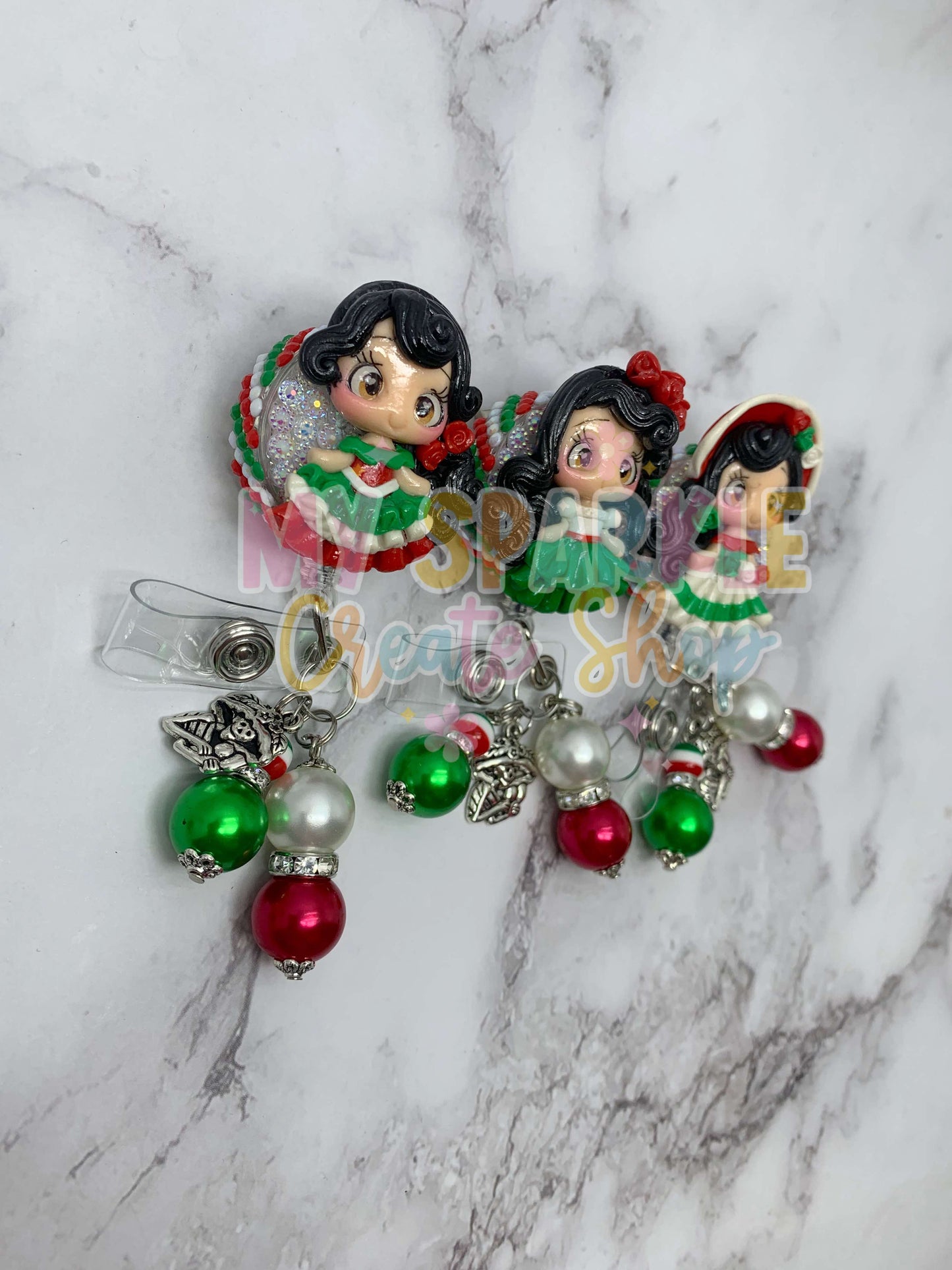Mexican Girl Clay Badge Reel