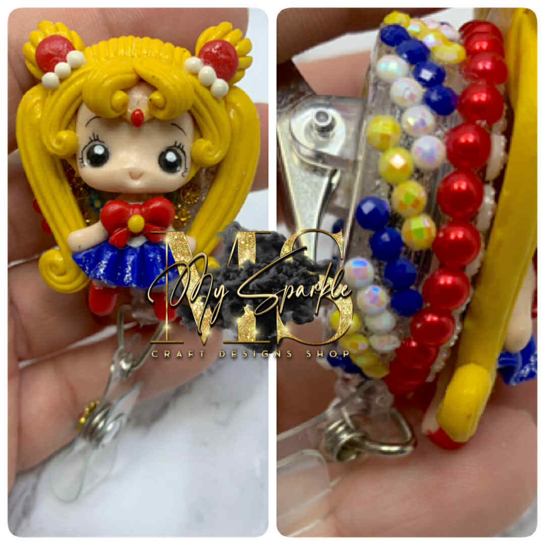 Sailor Girl Clay Badge Reel