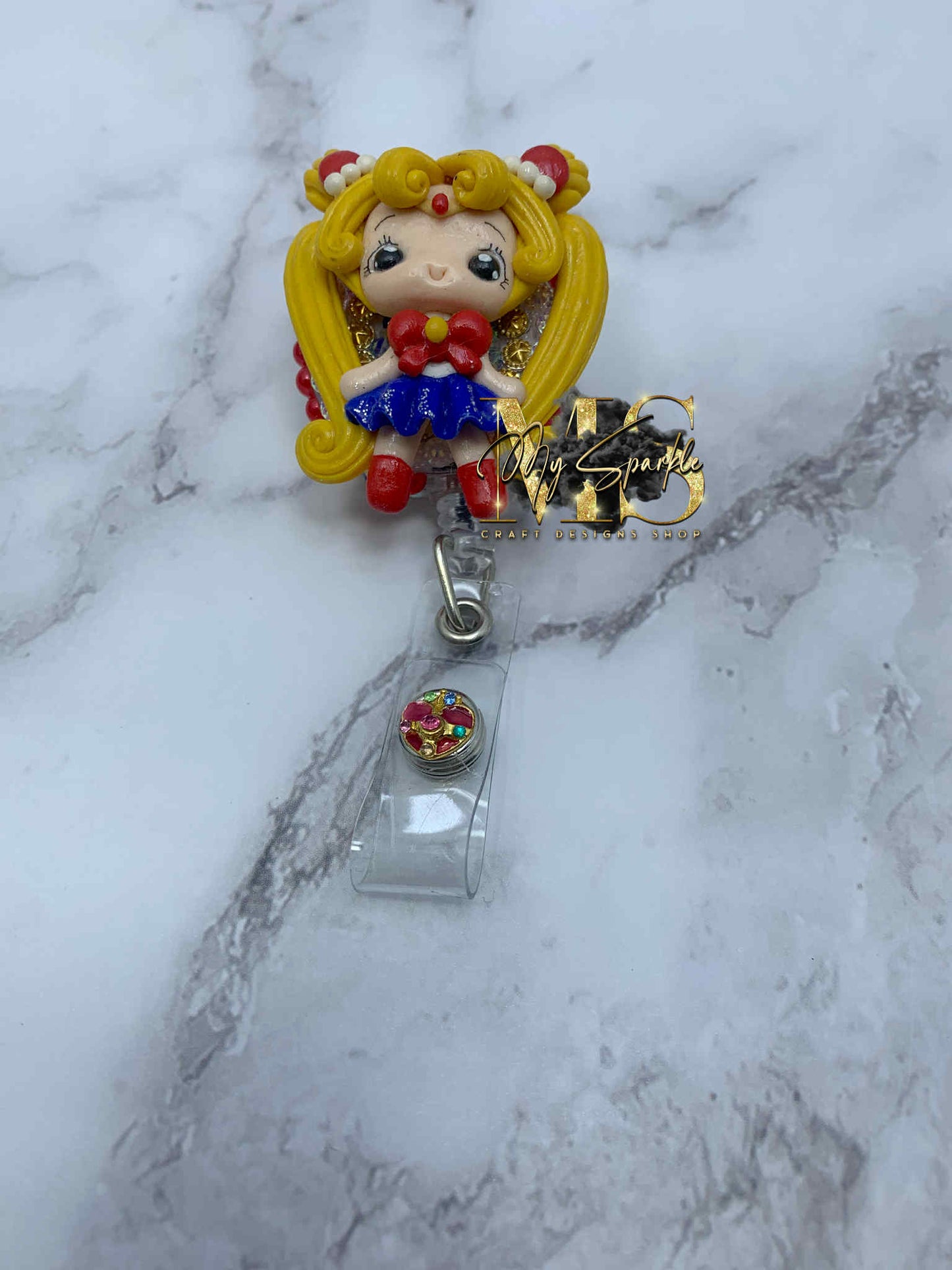 Sailor Girl Clay Badge Reel