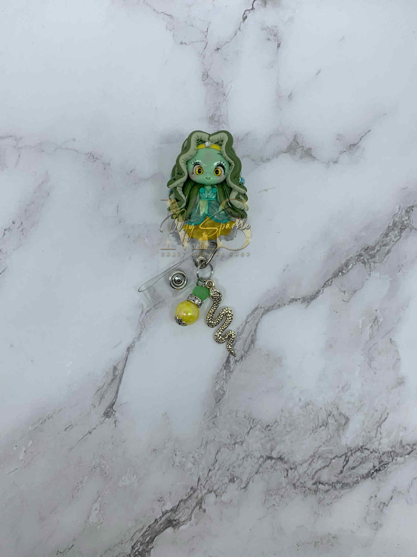 Snake Medusa Clay Badge Reel