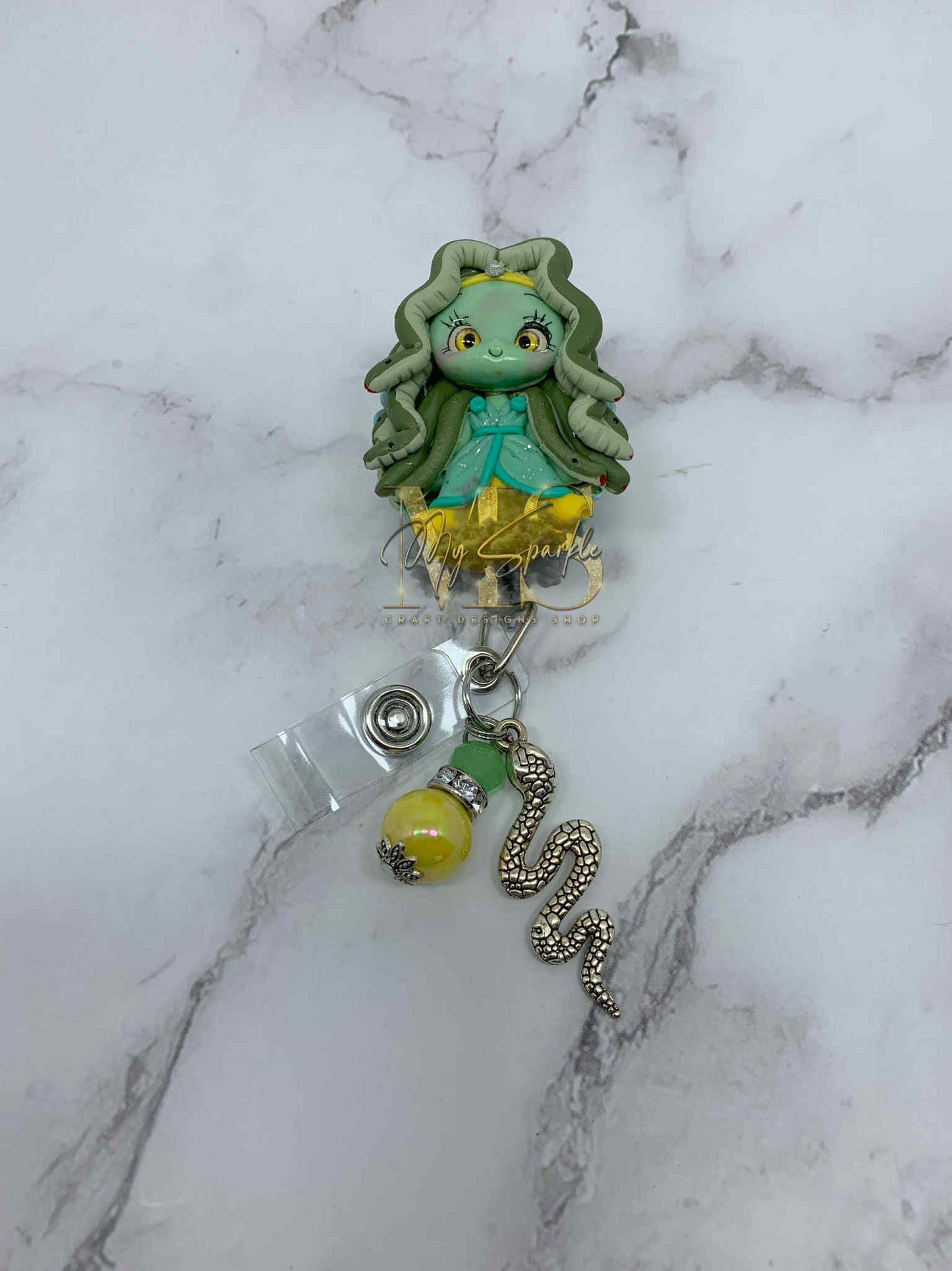Snake Medusa Clay Badge Reel
