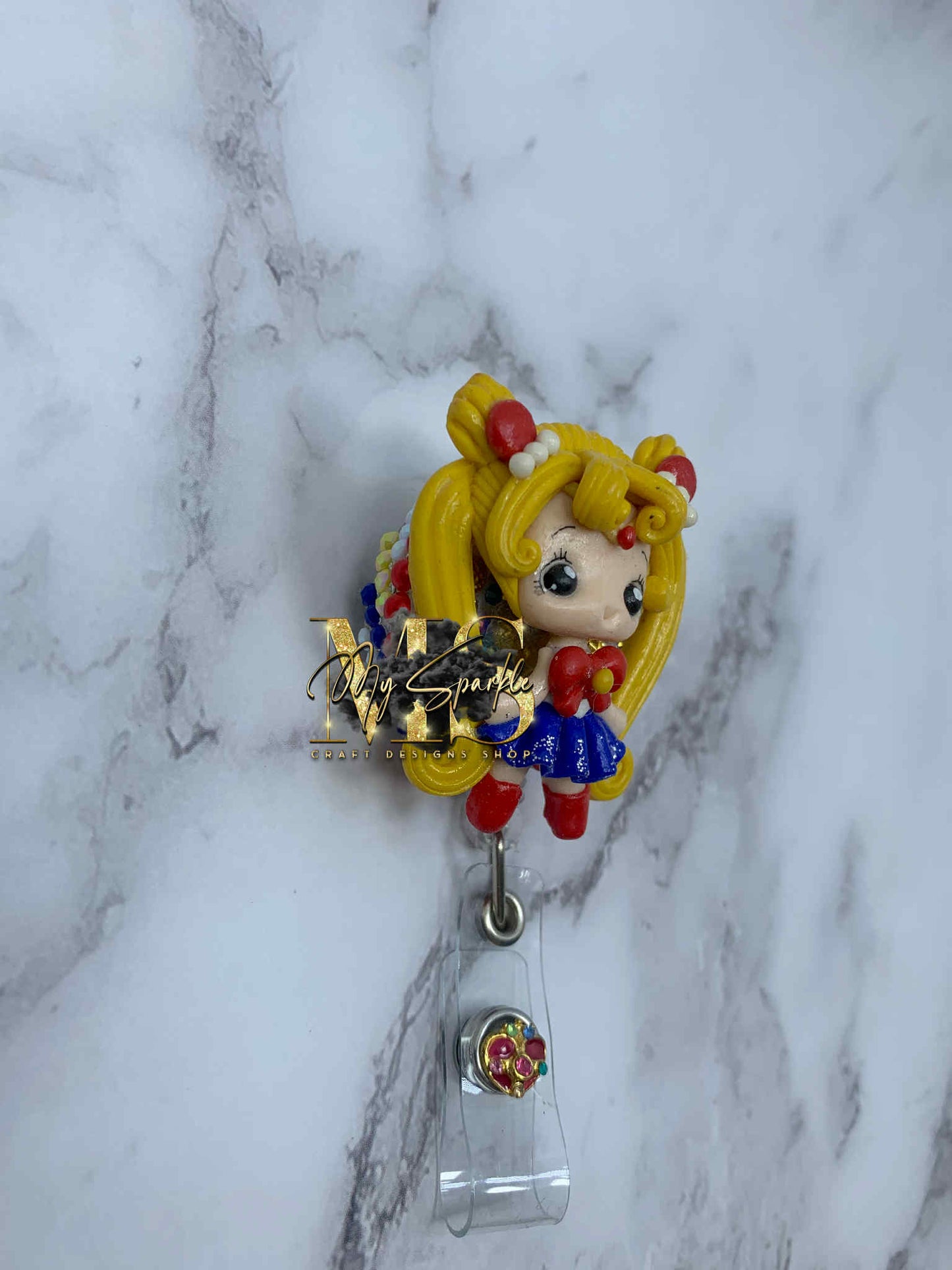 Sailor Girl Clay Badge Reel