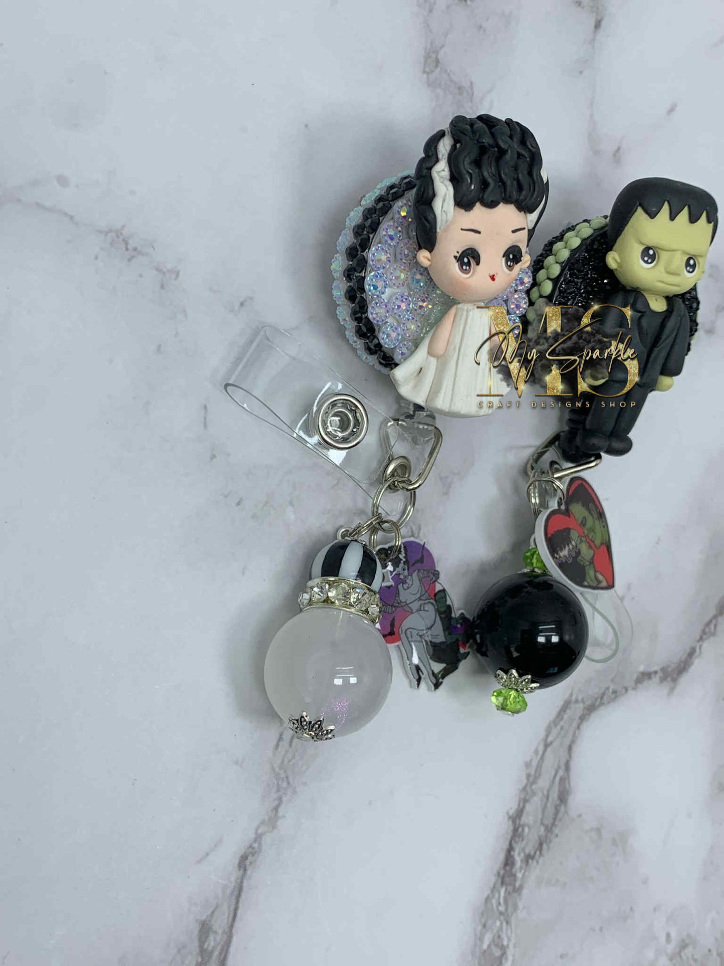 Halloween Kawaii Frankenstein Clay Badge Reel
