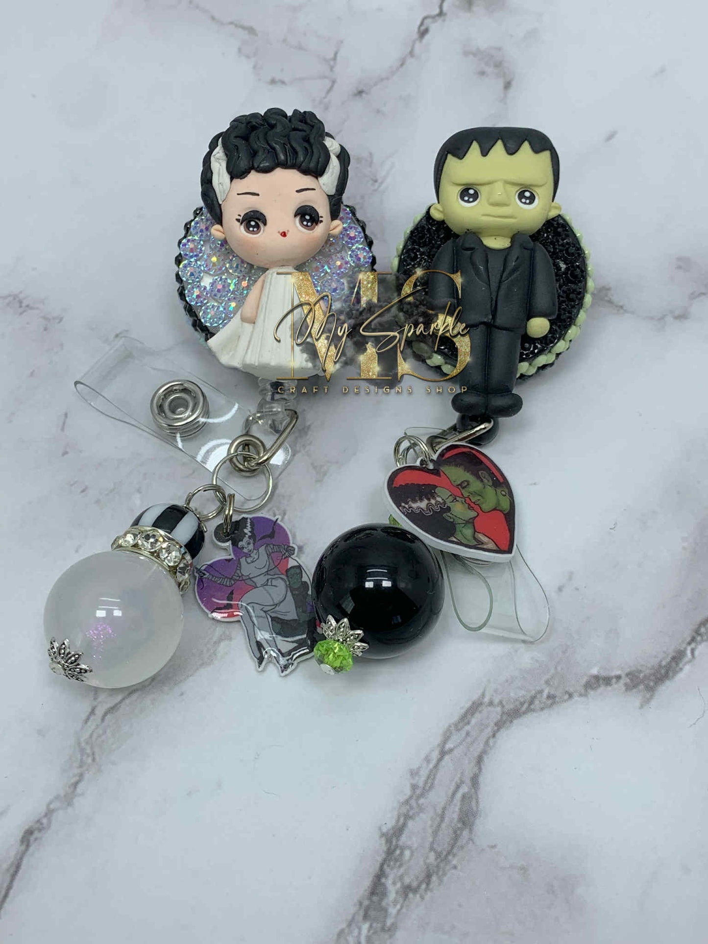 Halloween Kawaii Frankenstein Clay Badge Reel