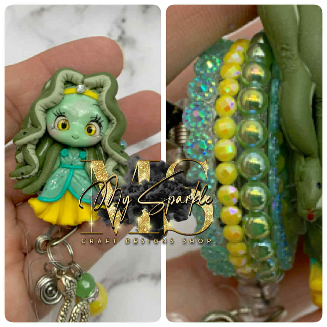 Snake Medusa Clay Badge Reel