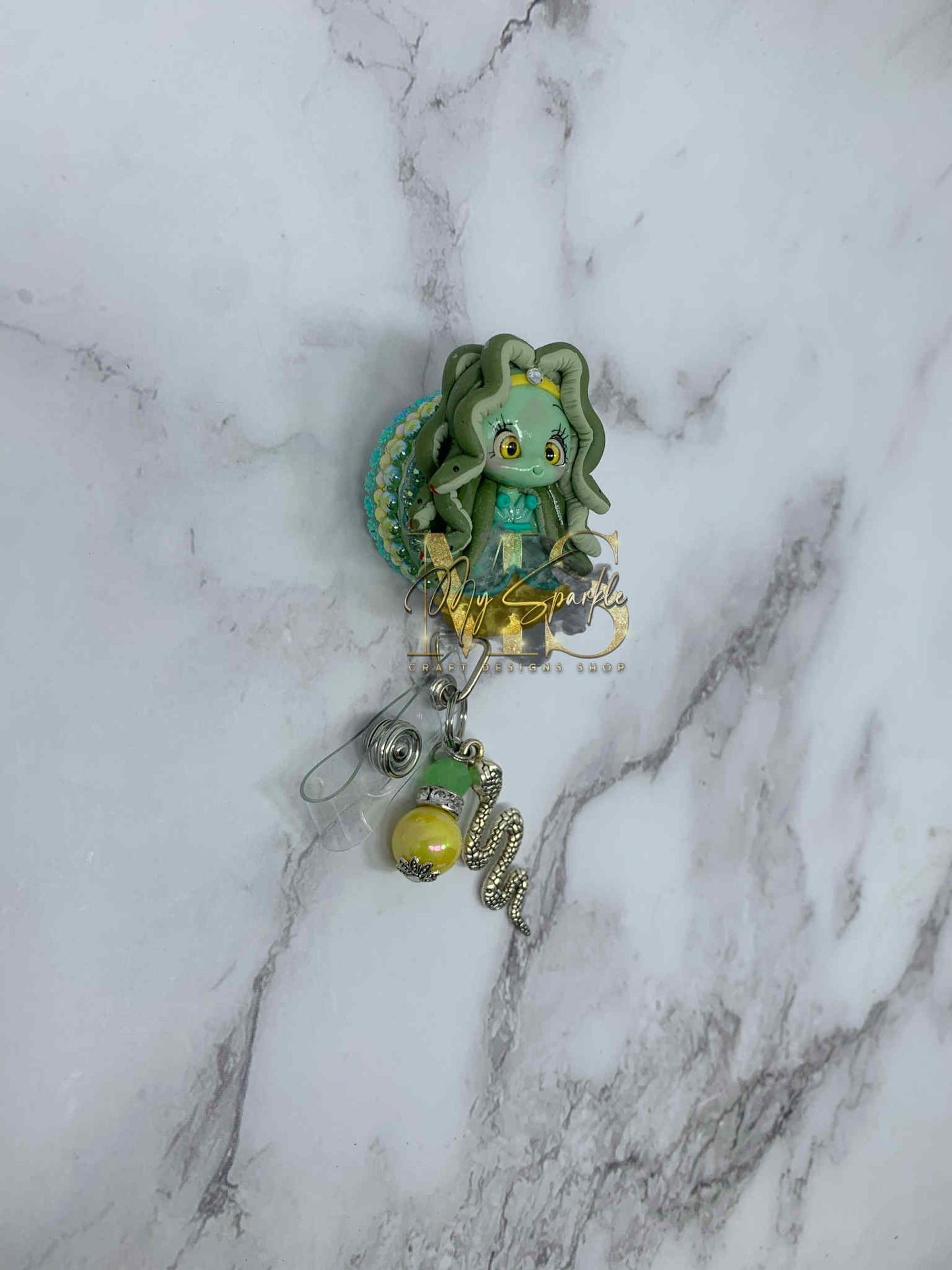 Snake Medusa Clay Badge Reel