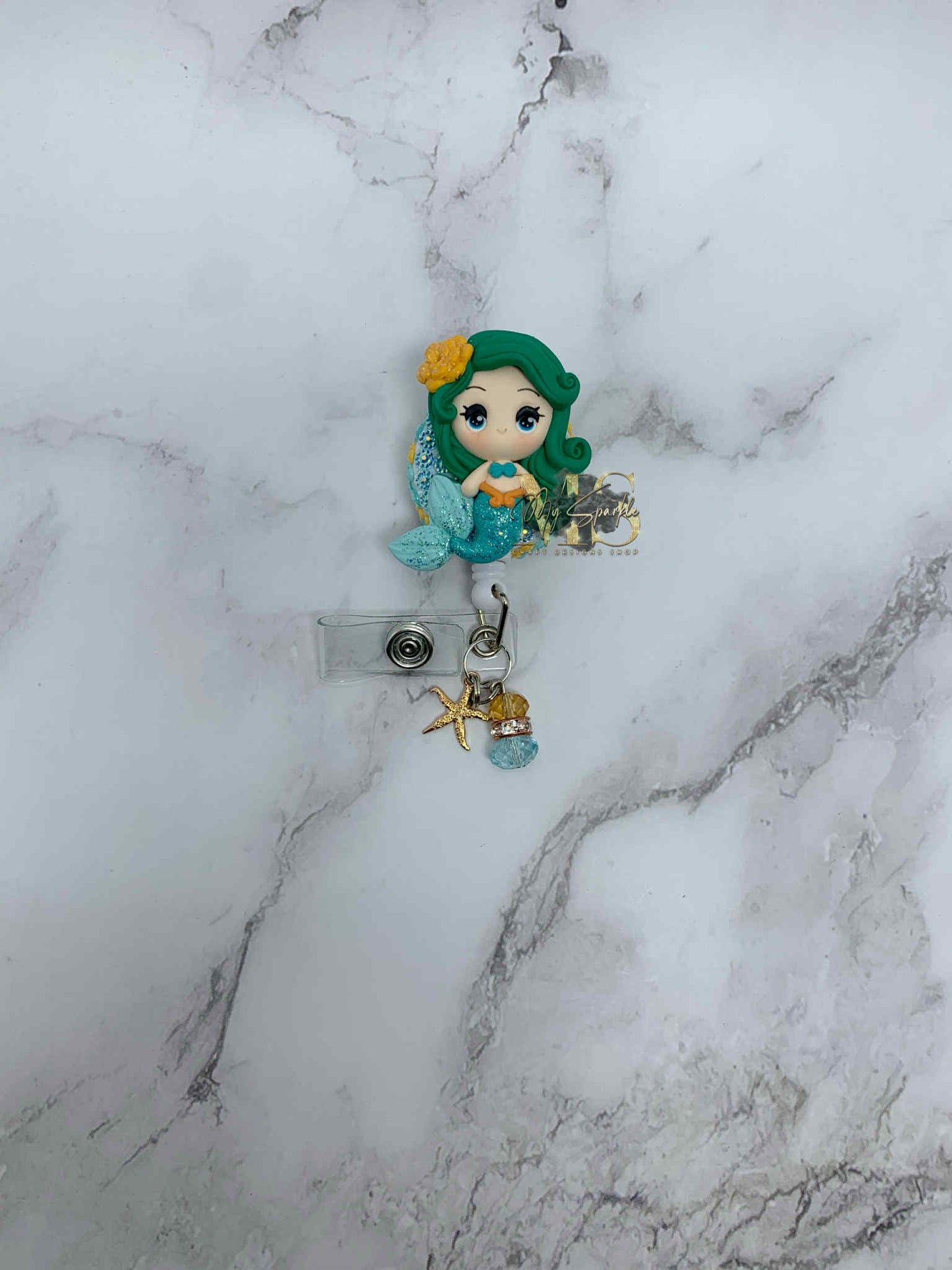 Girl Mermaid Clay Badge Reel