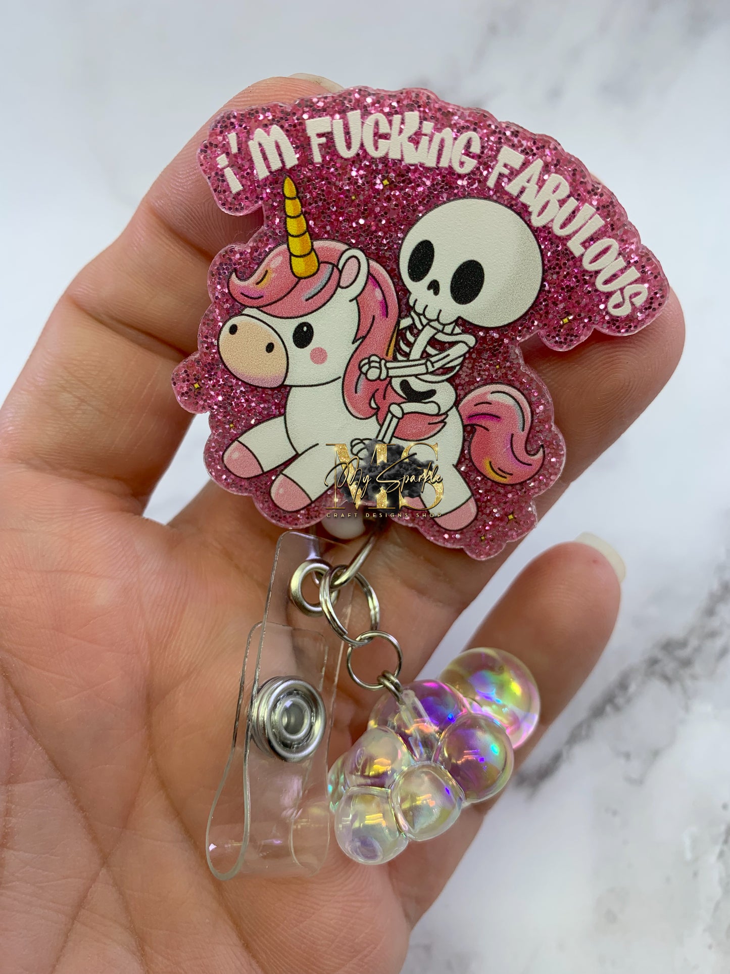 Funny Unicorn I'm Fuc*ing Fabulous Badge Reel