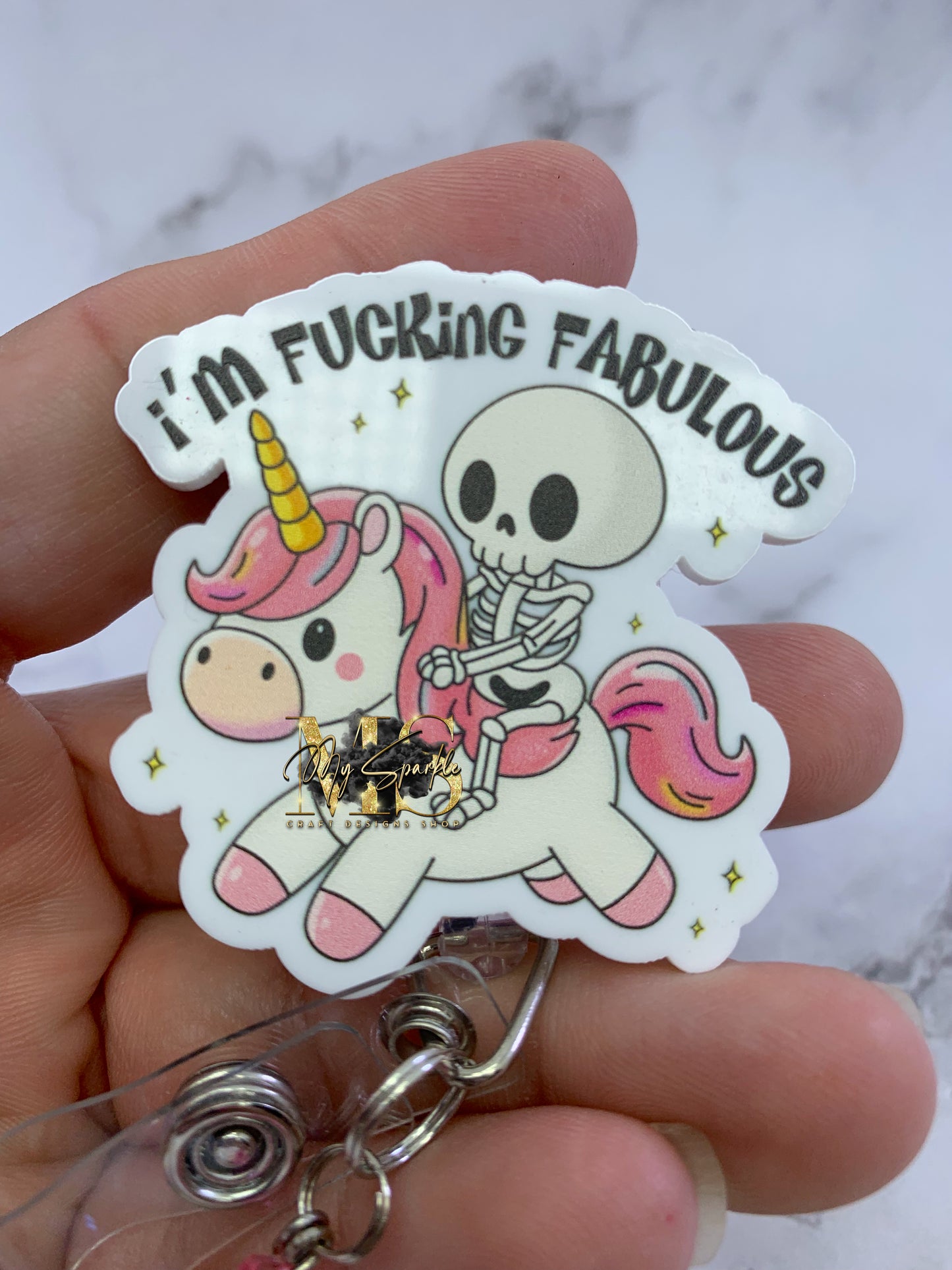 Funny Unicorn I'm Fuc*ing Fabulous Badge Reel