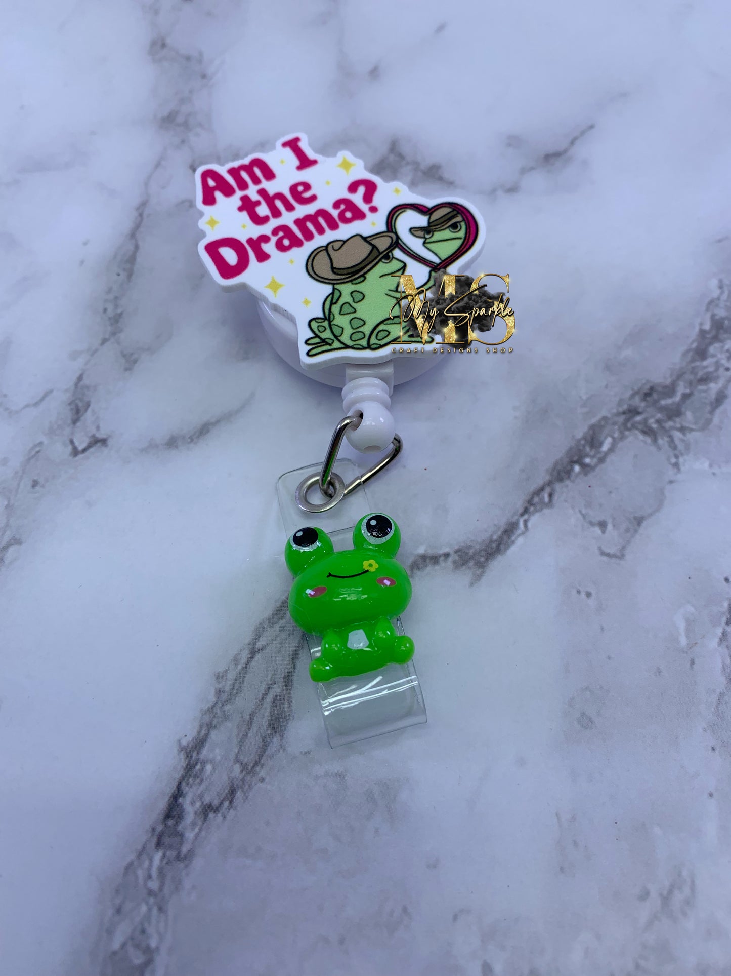 Funny Am I The Drama Frog Badge Reel