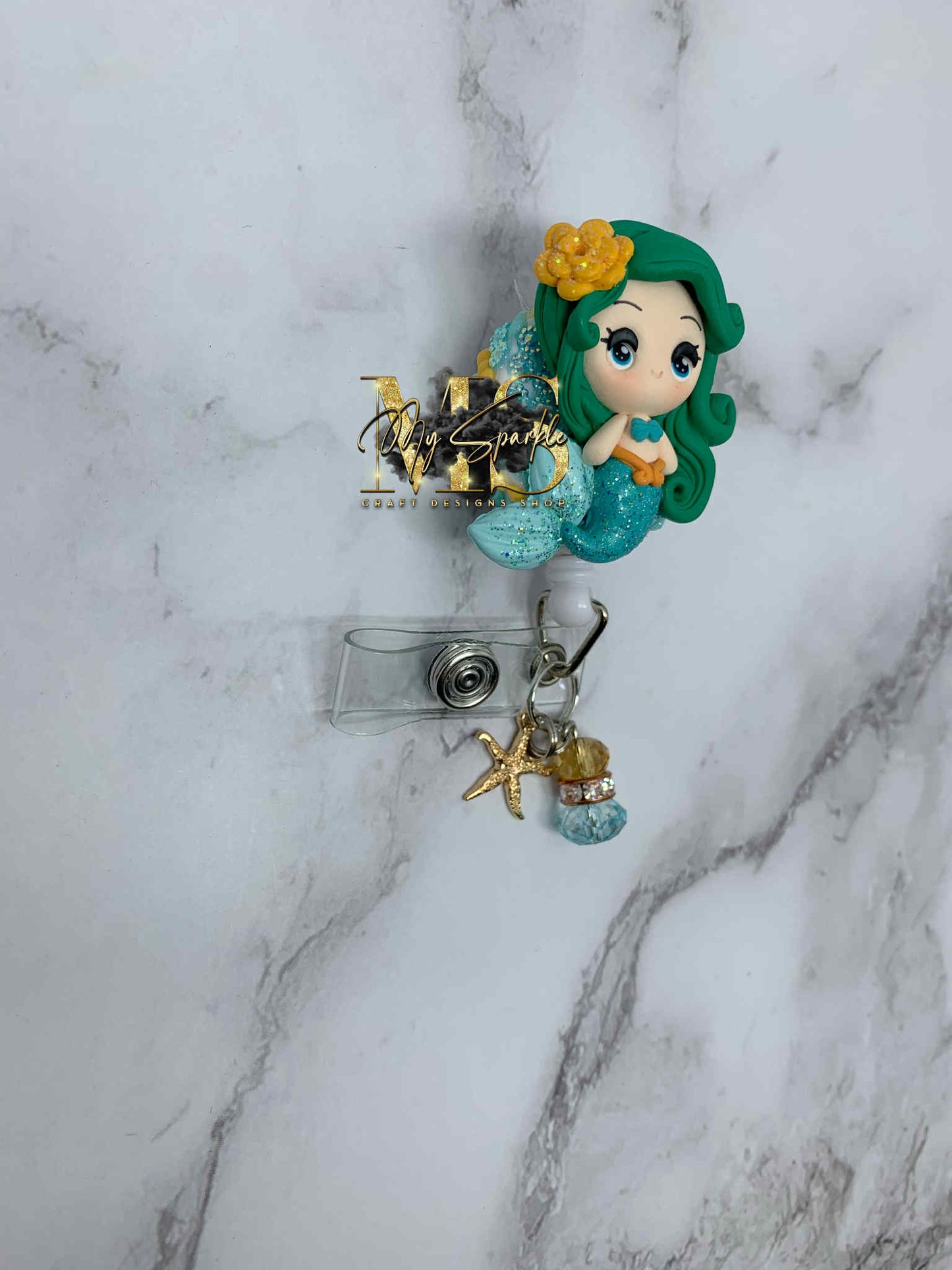 Girl Mermaid Clay Badge Reel