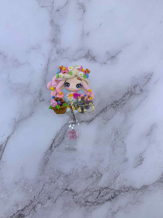 Easter Cute Girl Clay Badge Reel