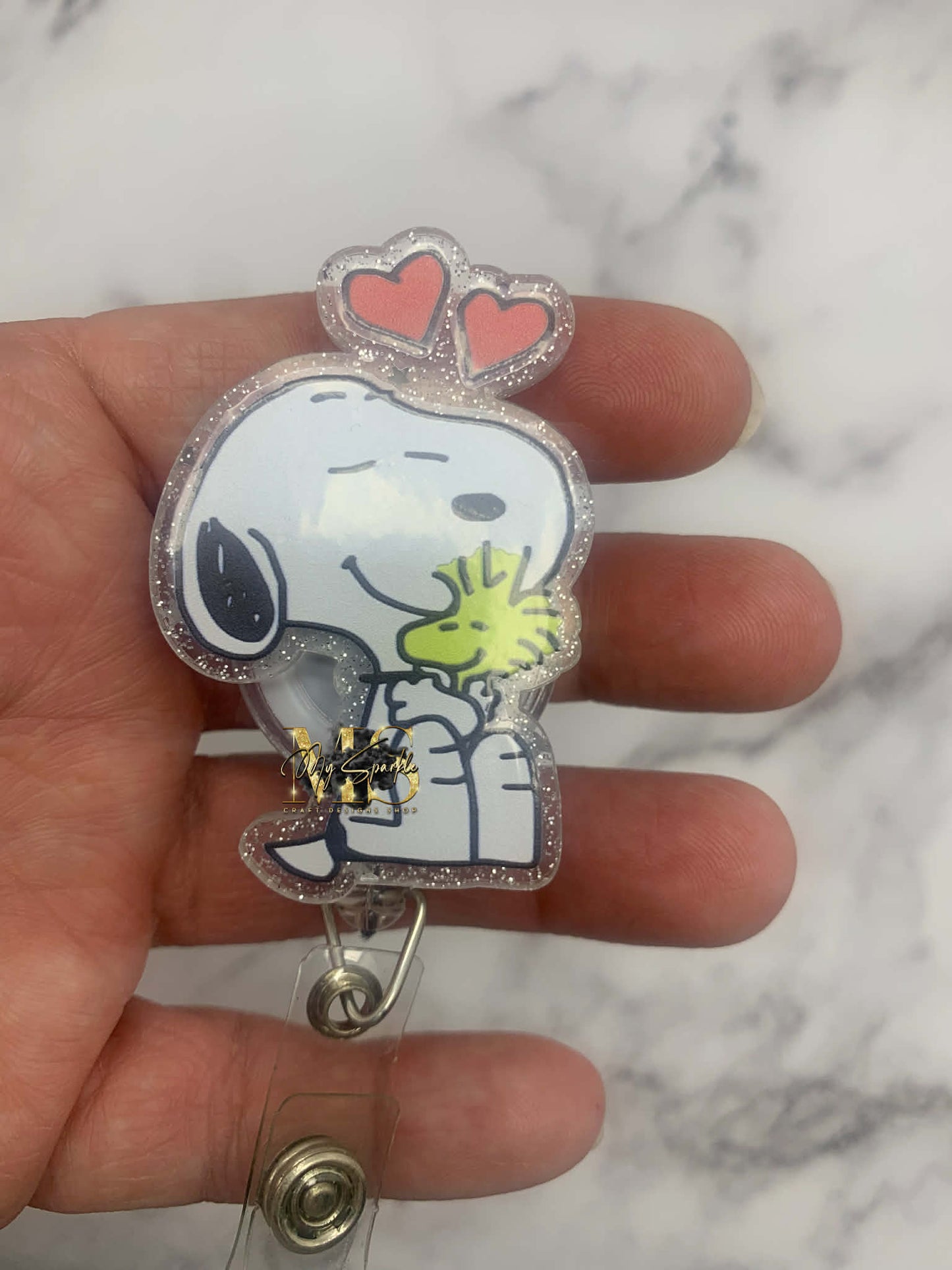White Pup Badge Reel