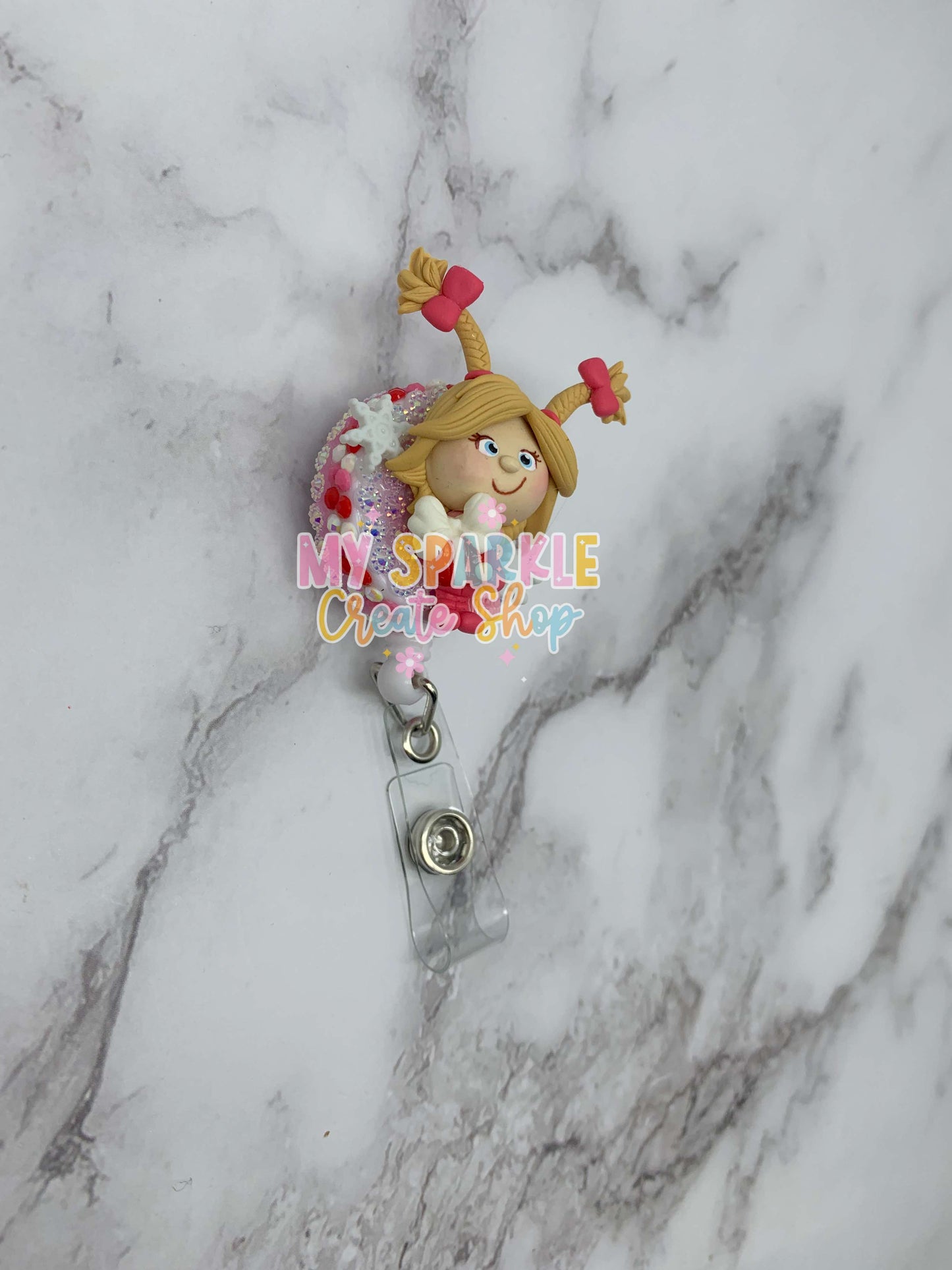 Christmas Merry Girl Clay Badge Reel