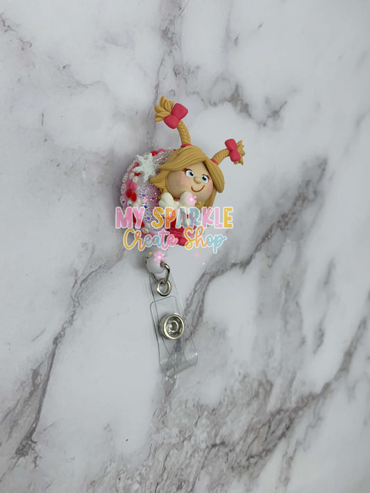 Christmas Merry Girl Clay Badge Reel