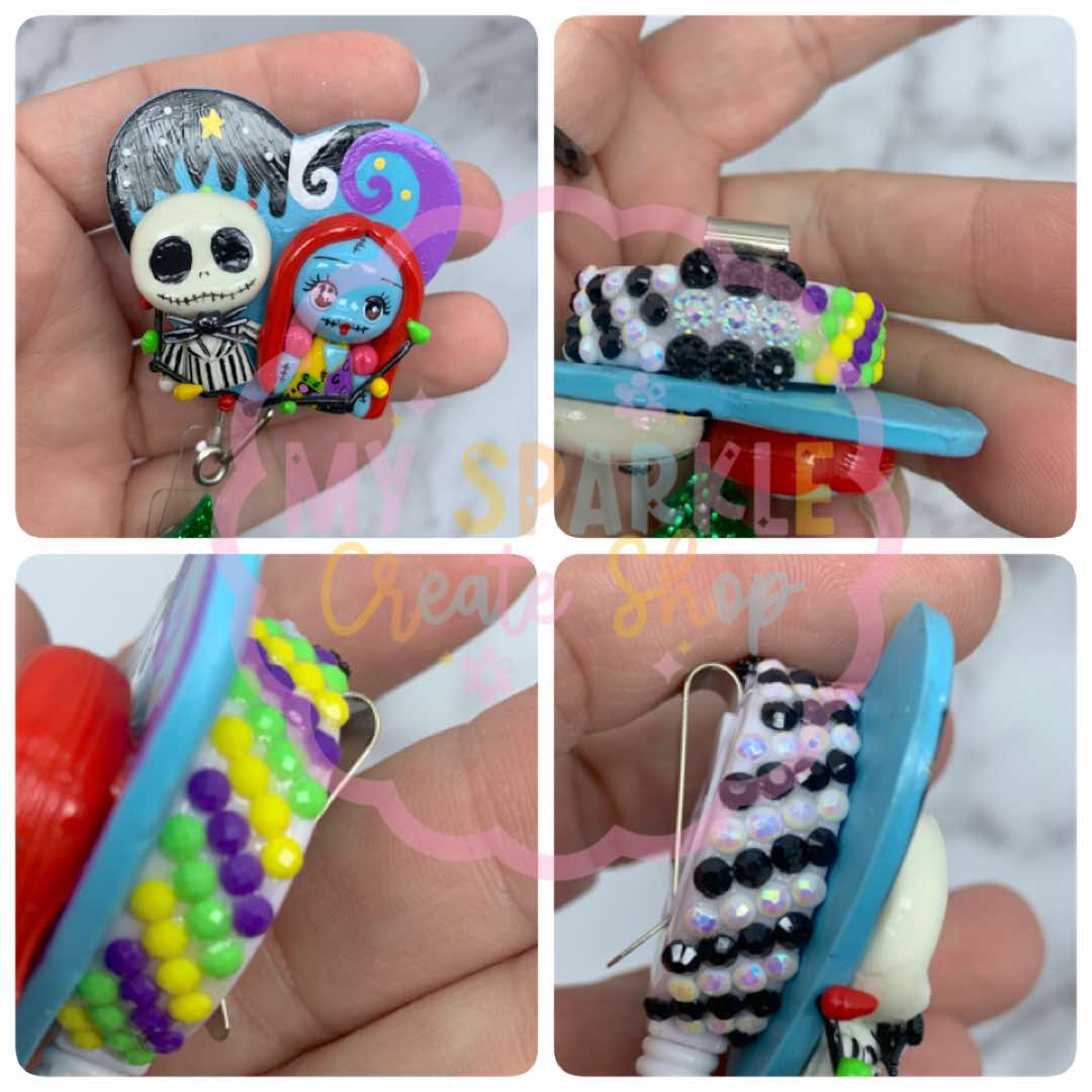 Christmas Couple Nightmare Clay Badge Reel
