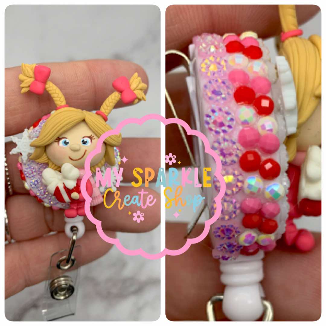 Christmas Merry Girl Clay Badge Reel