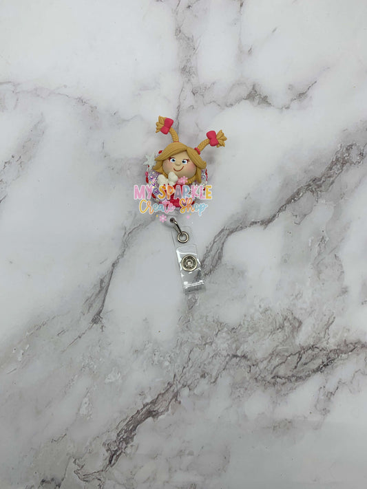 Christmas Merry Girl Clay Badge Reel