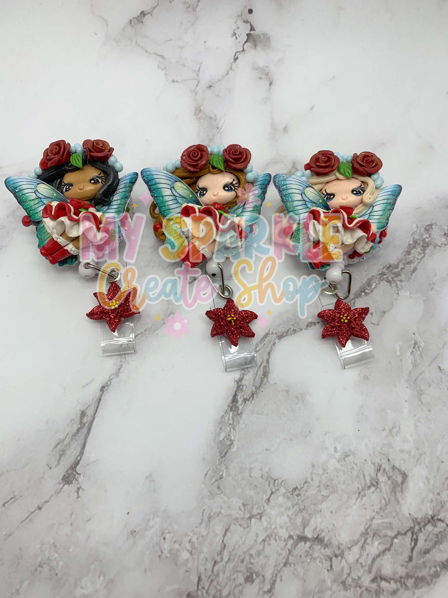 Christmas Fairy Girl Clay Badge Reel