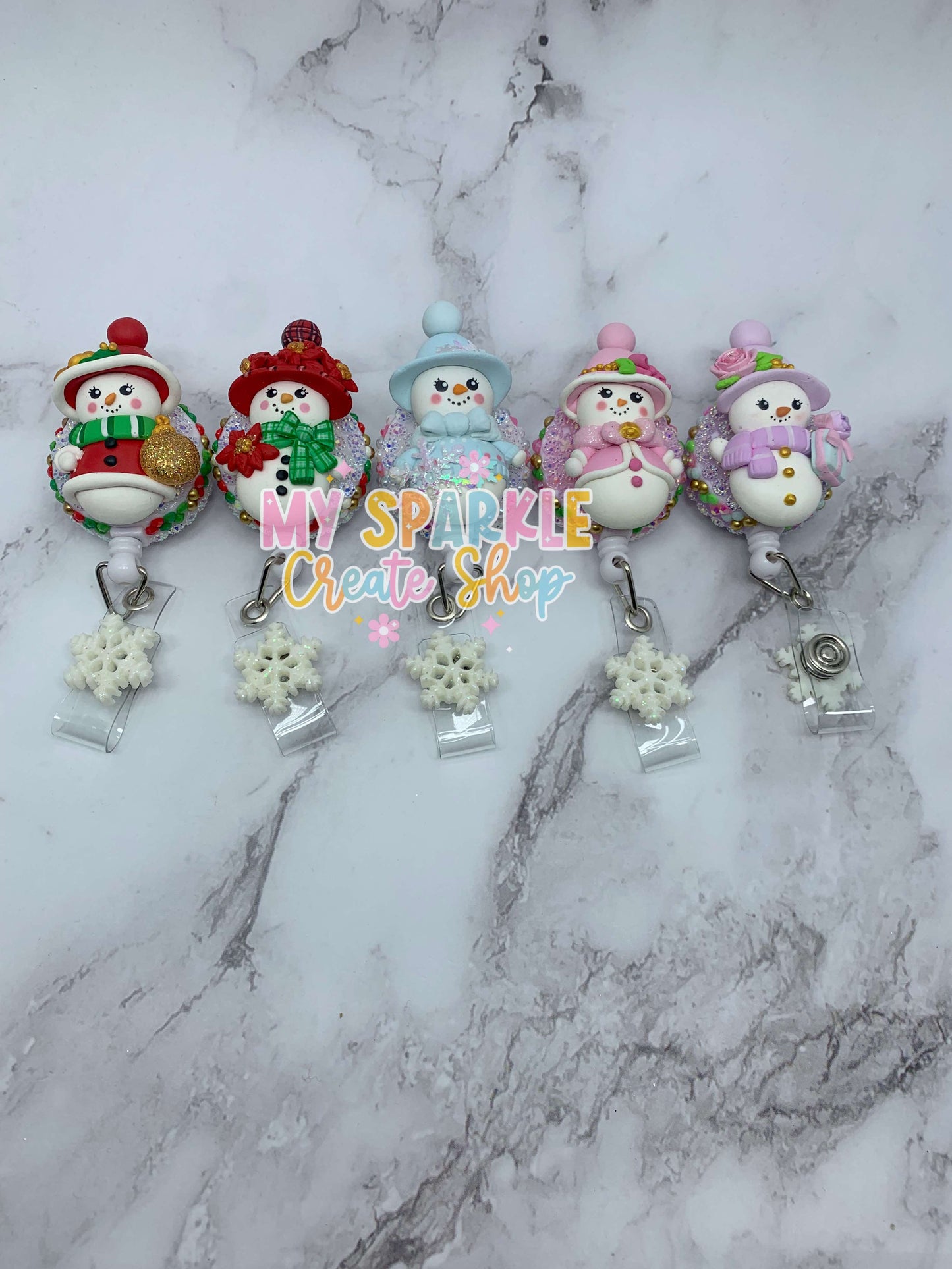 Christmas Snow Girl Clay Badge Reel