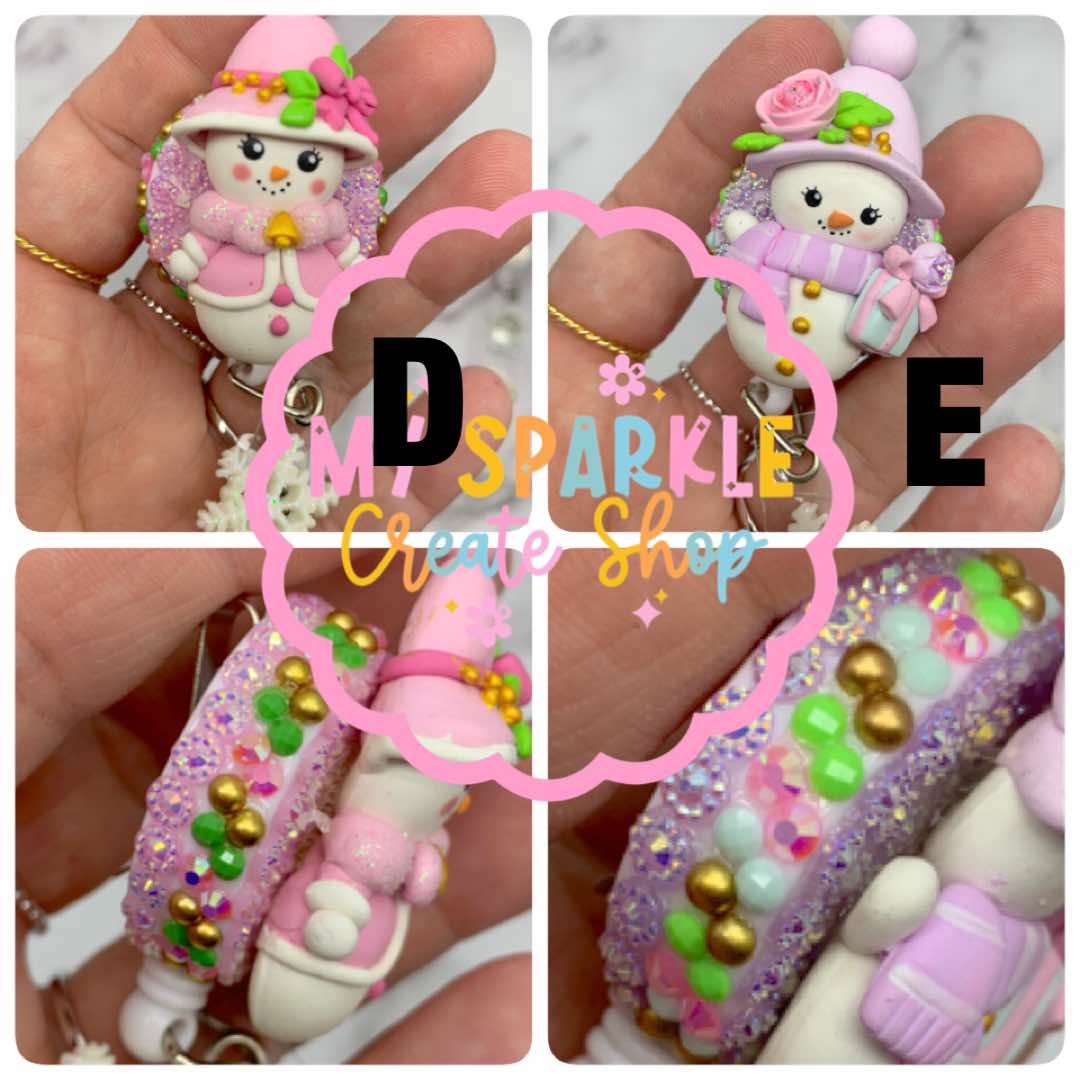 Christmas Snow Girl Clay Badge Reel