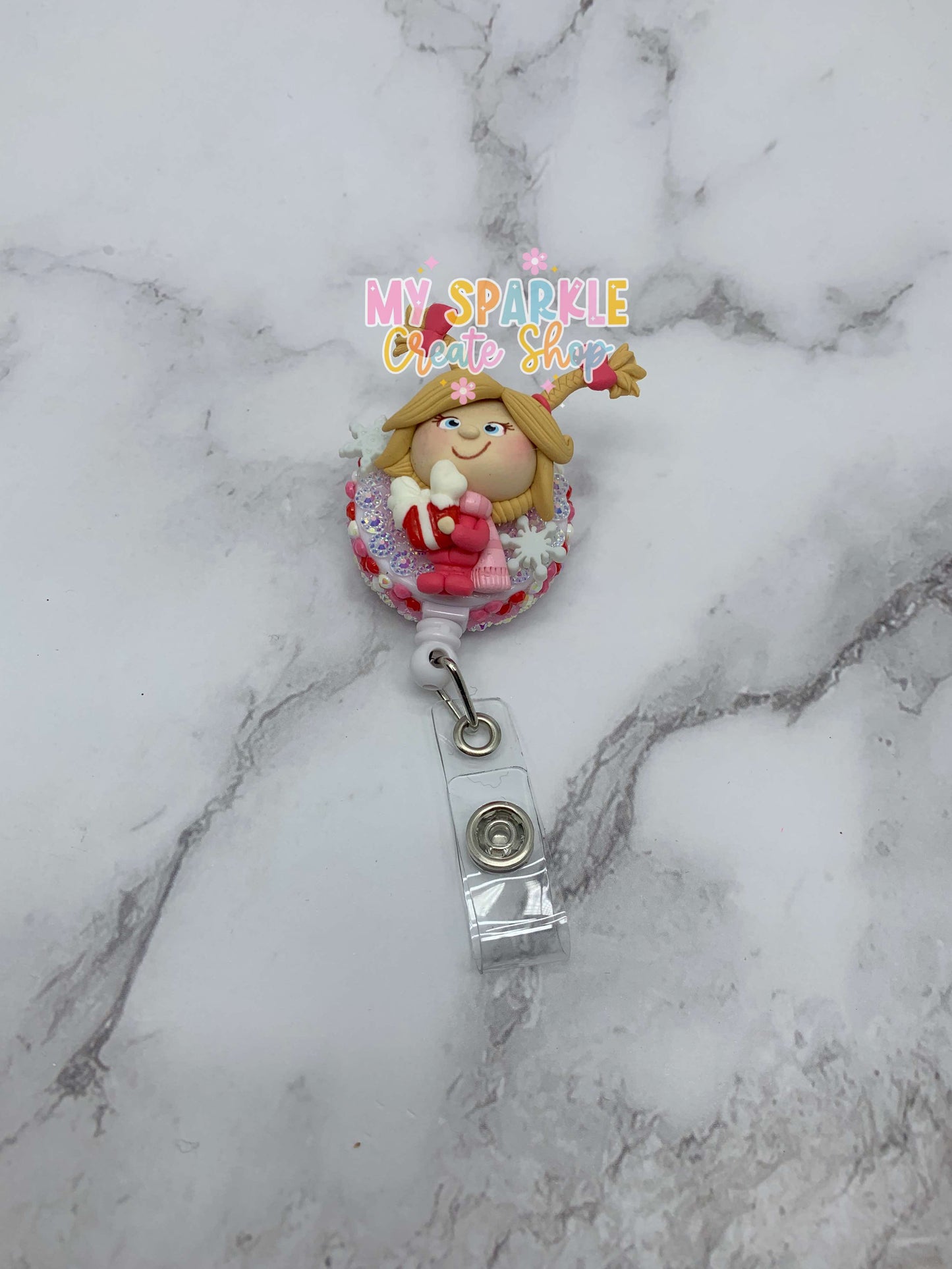 Christmas Merry Girl Clay Badge Reel