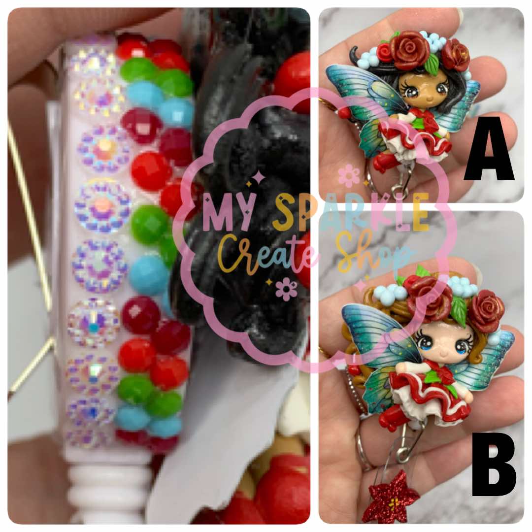Christmas Fairy Girl Clay Badge Reel