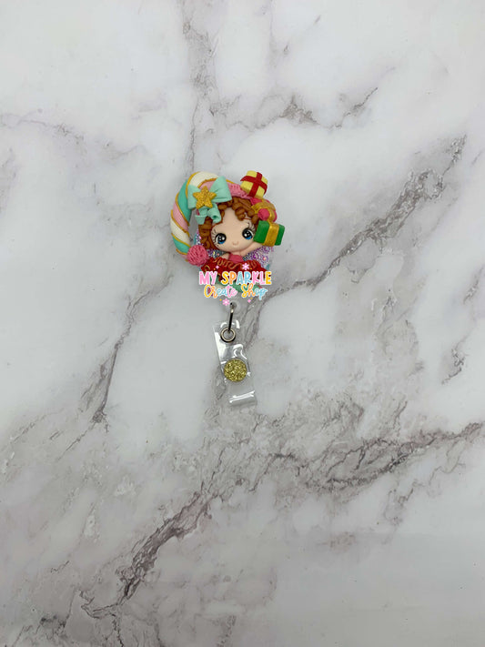 Elf Girl Clay Badge Reel