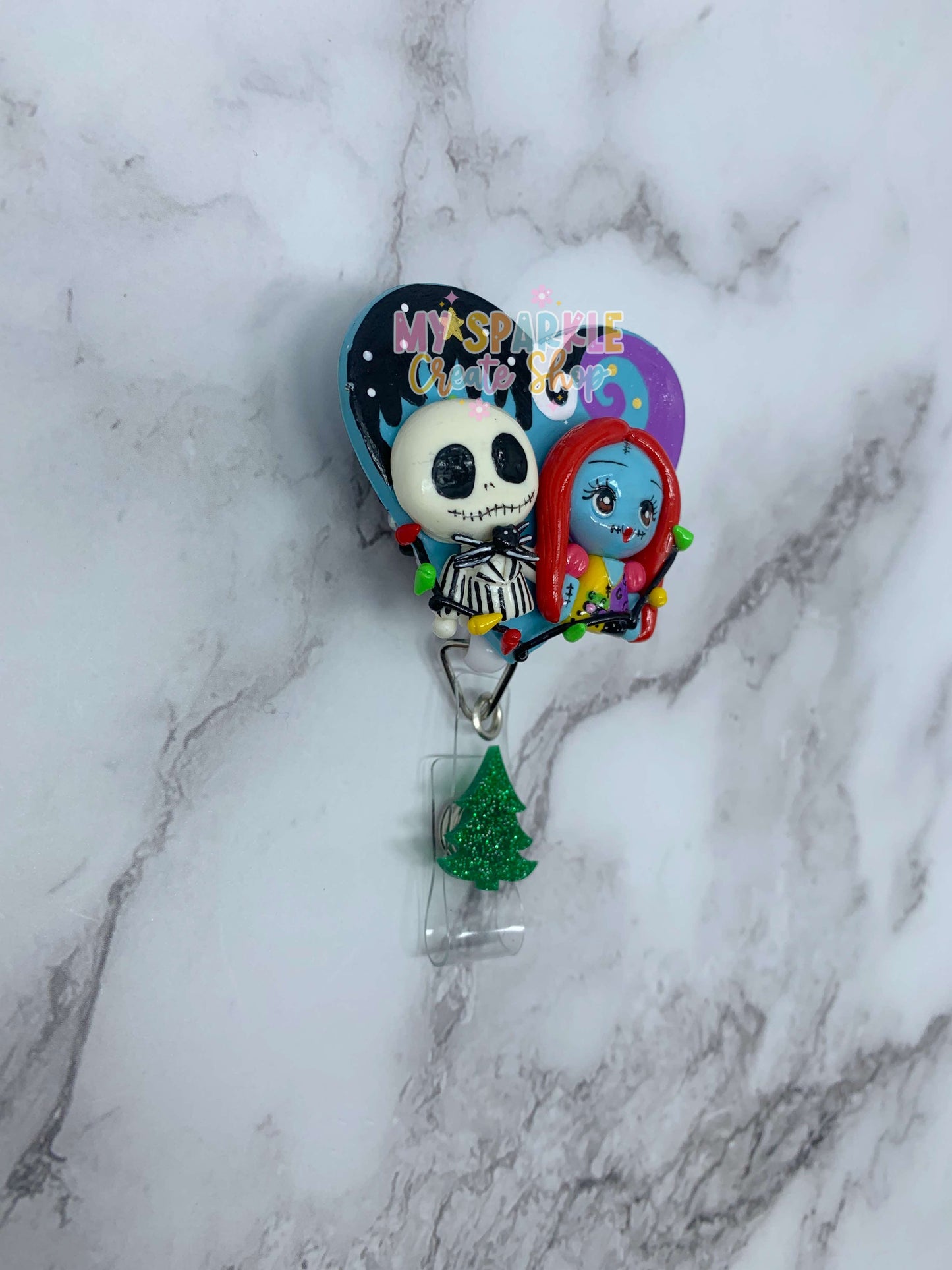Christmas Couple Nightmare Clay Badge Reel