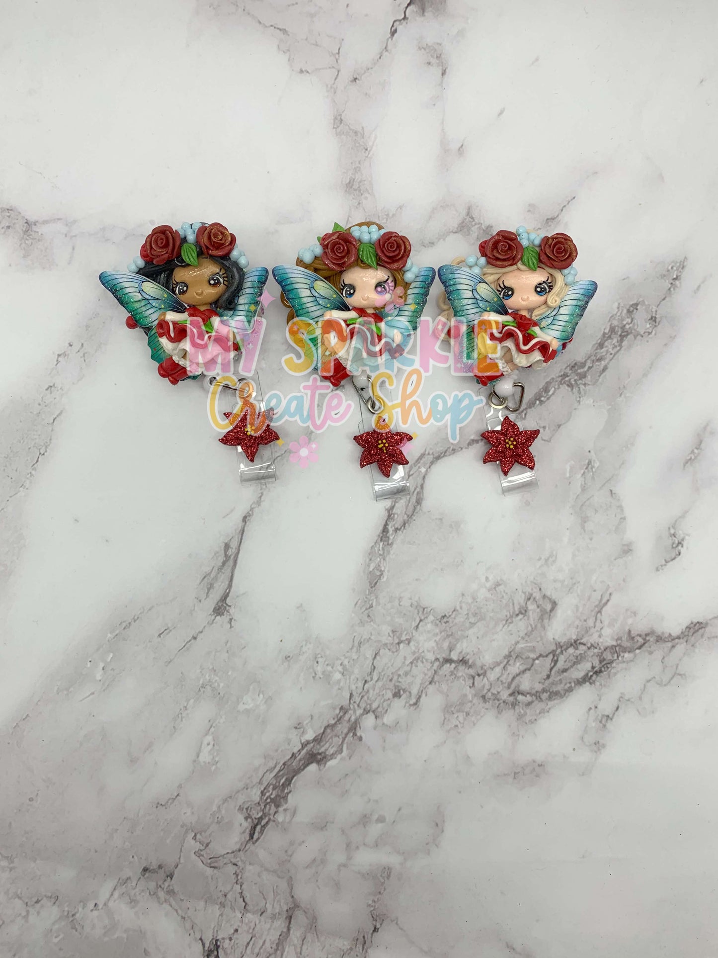 Christmas Fairy Girl Clay Badge Reel