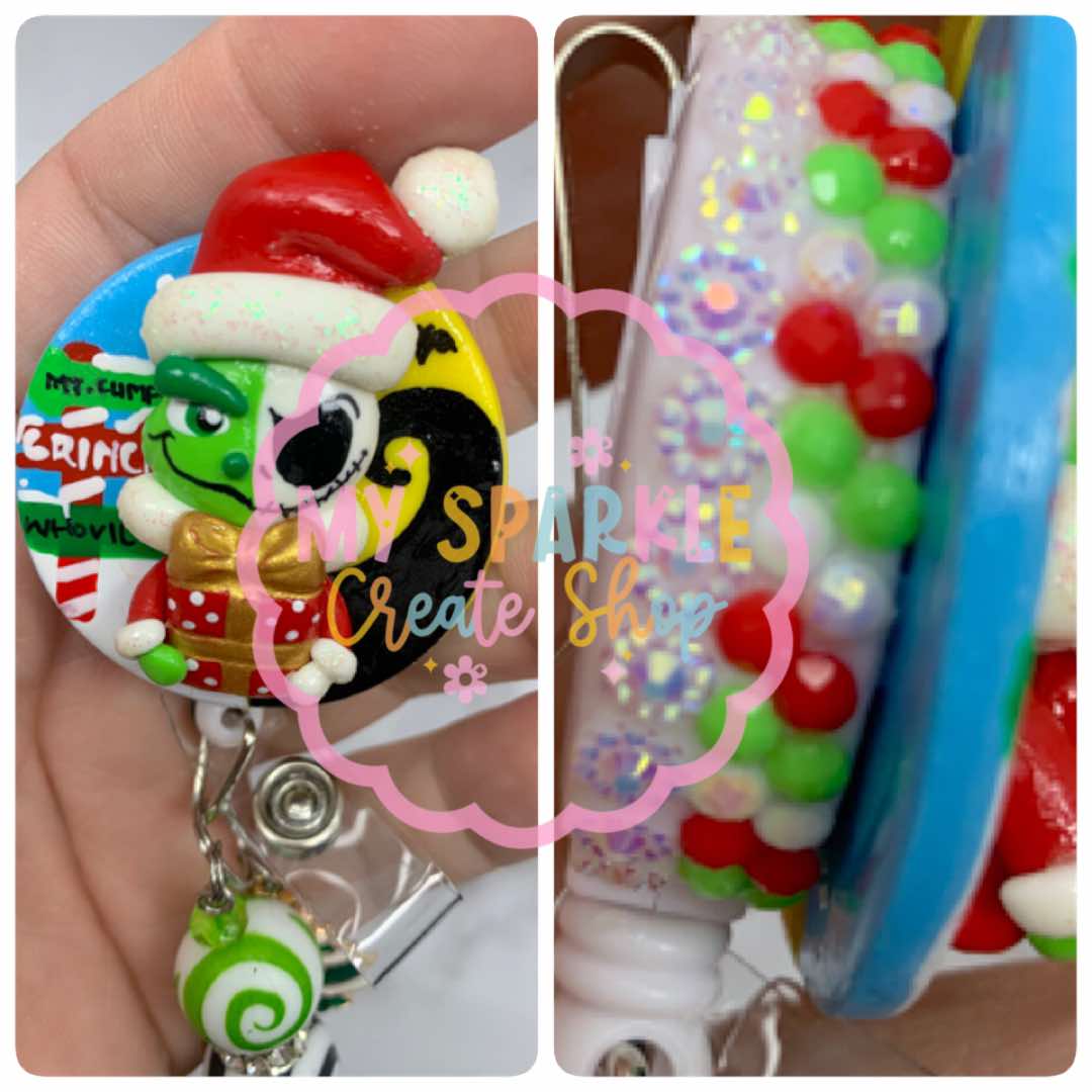 Chrsitmas Grumpy & Skeleton Jack Clay Badge Reel