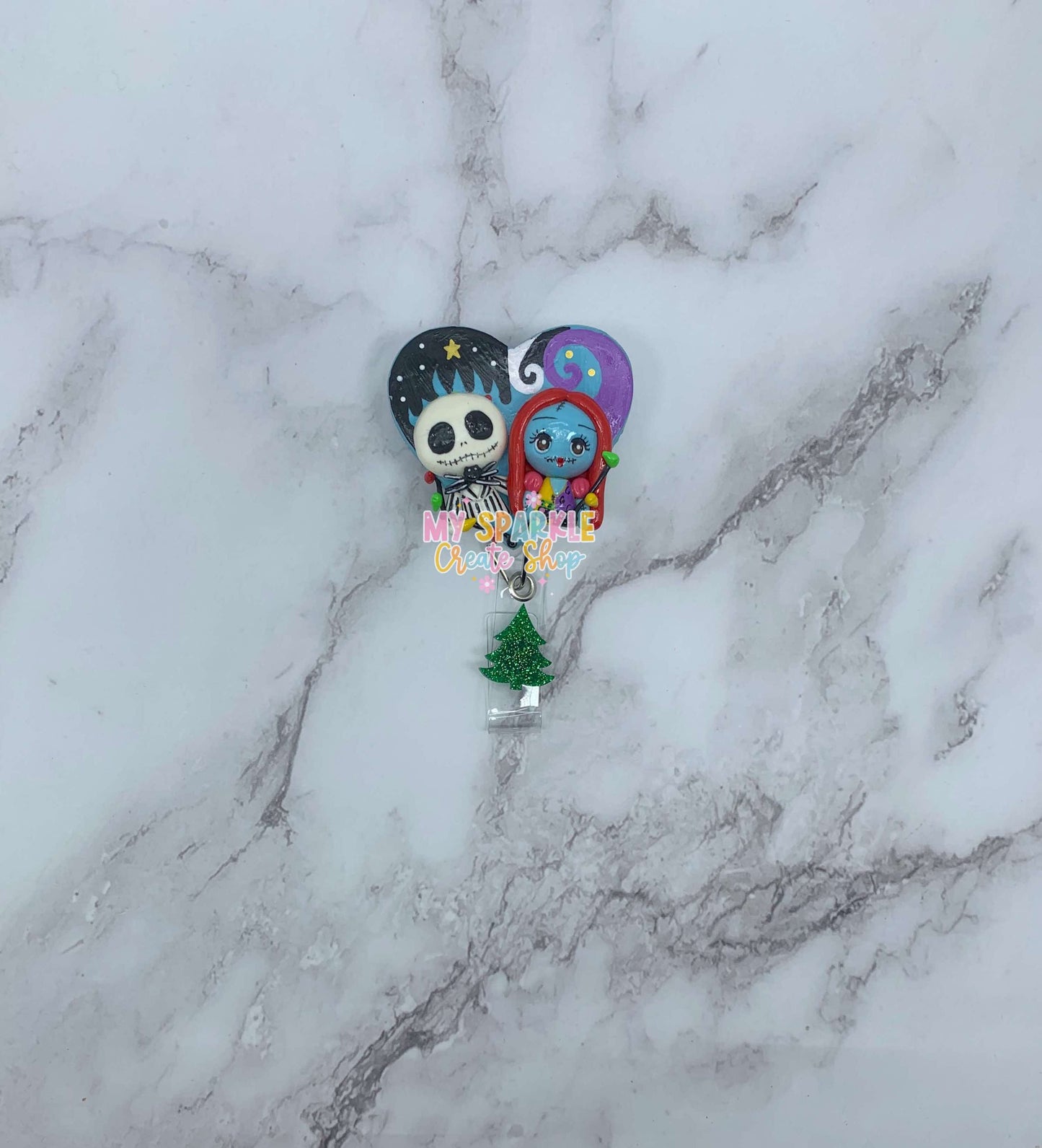 Christmas Couple Nightmare Clay Badge Reel