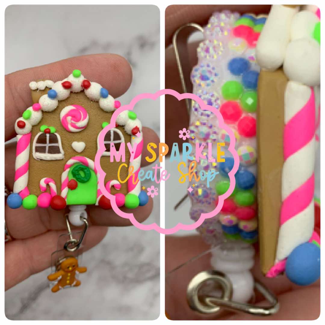 Chrsitmas Gingerbread House Clay Badge Reel
