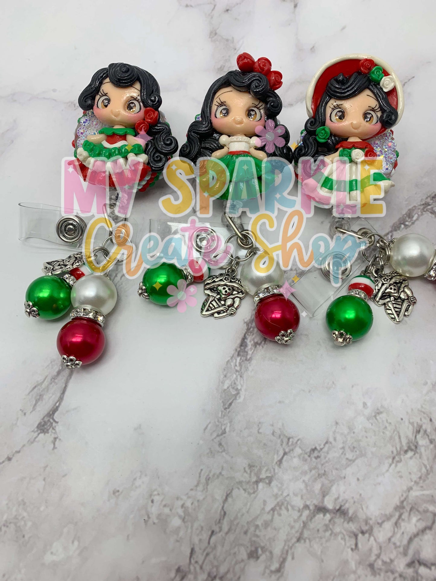 Mexican Girl Clay Badge Reel