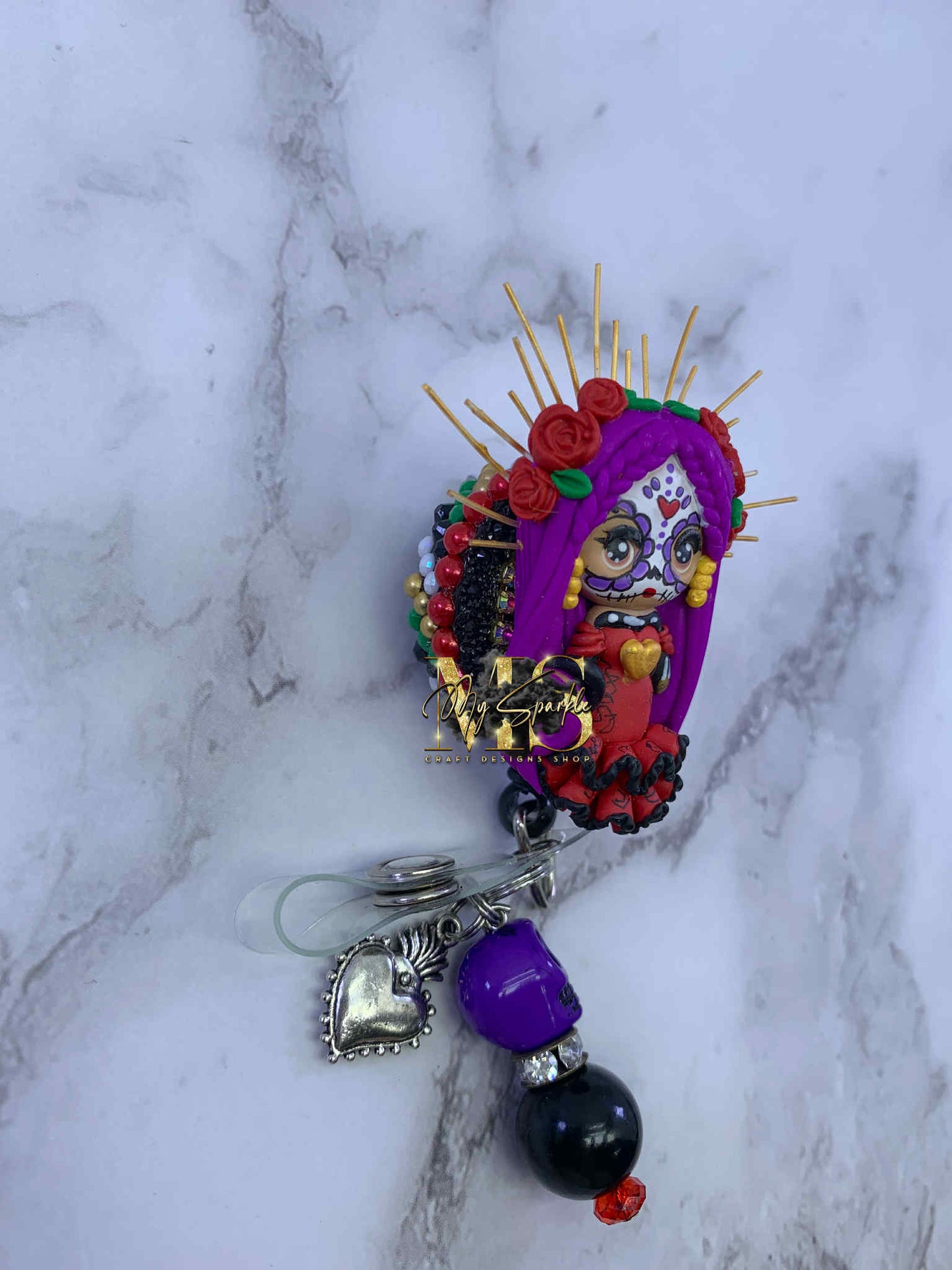 Halo Crown Dia De Los Muertos Clay Badge Reel