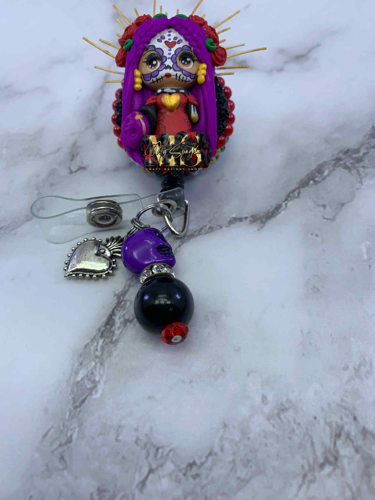 Halo Crown Dia De Los Muertos Clay Badge Reel