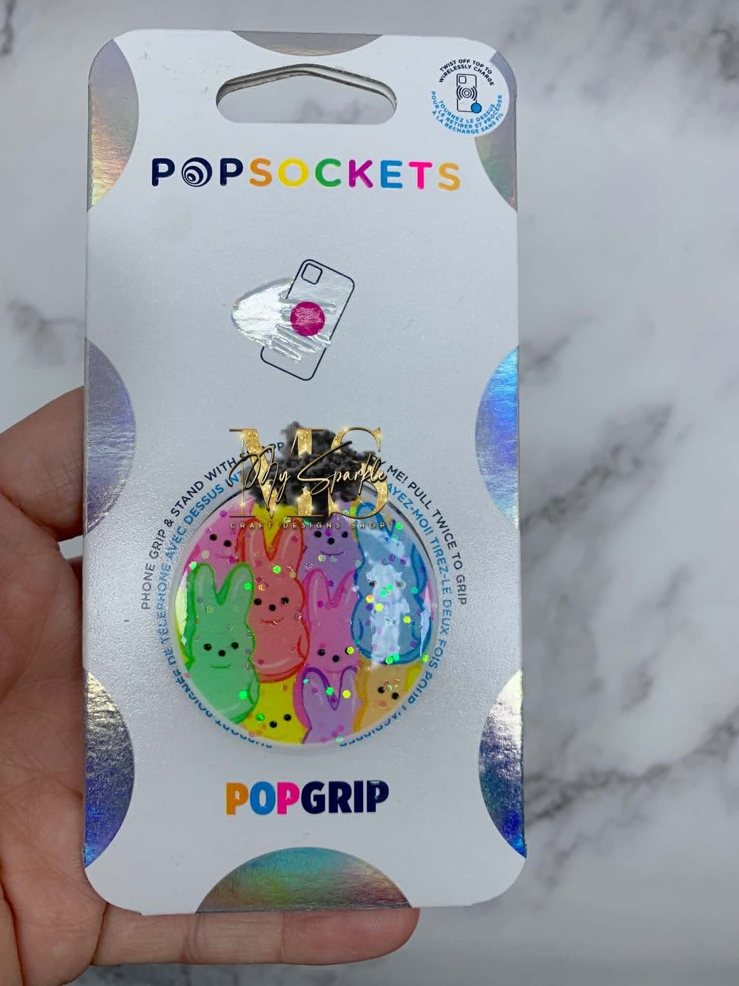 Marshmallow Peeps Easter Glitter Badge Reel