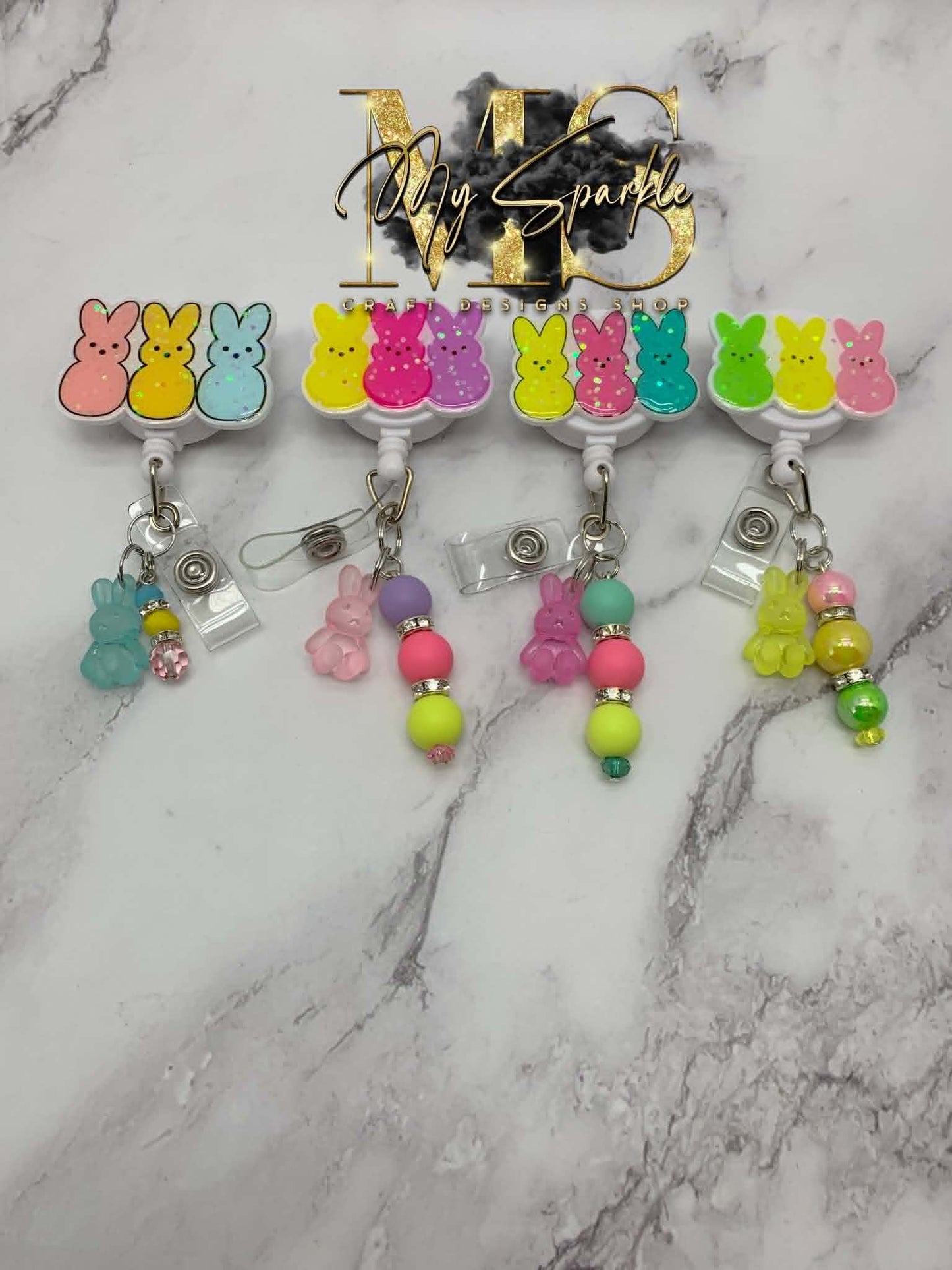 Easter Peeps Glitter Badge Reel