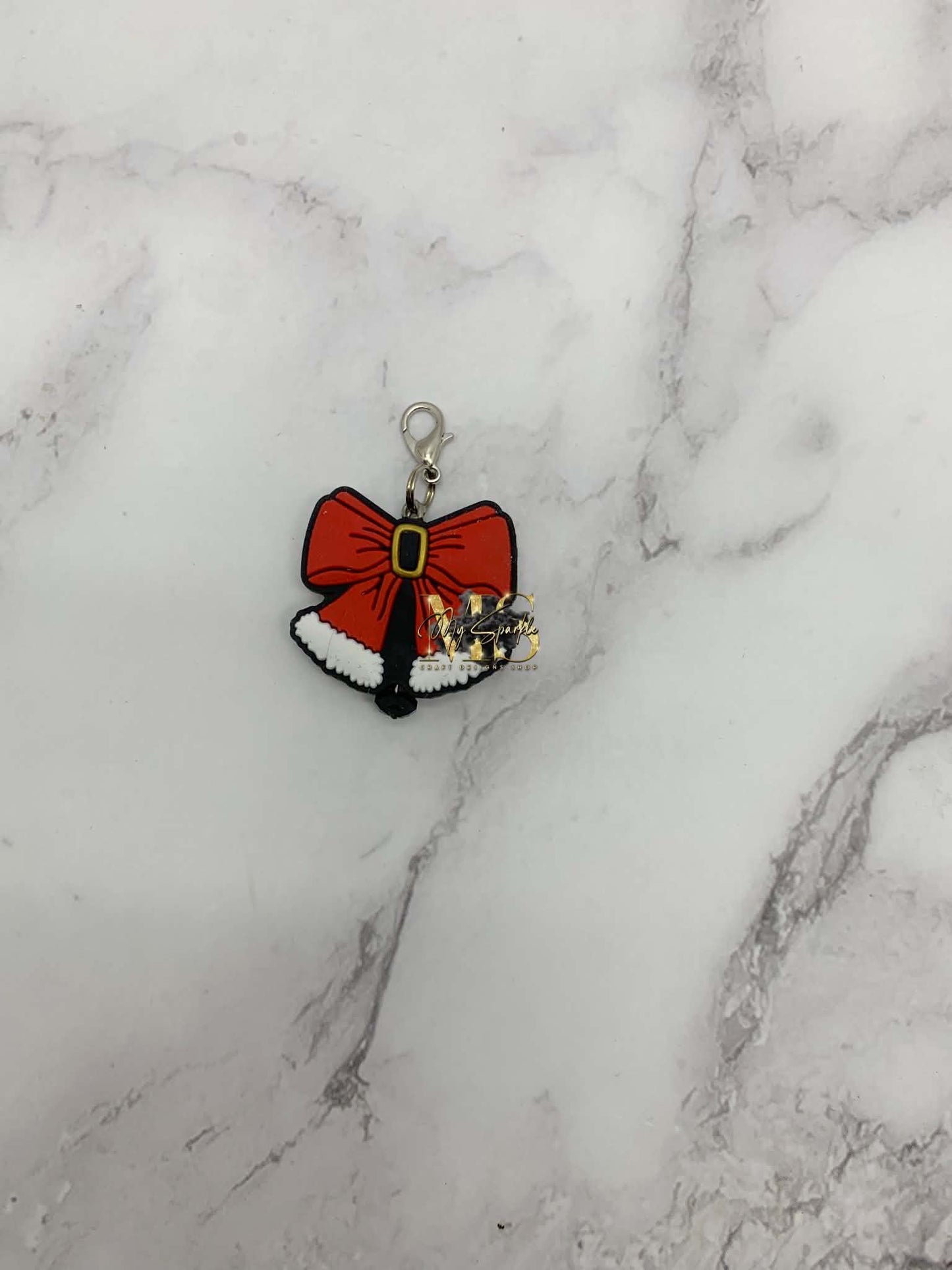 Santa Christmas Bowknot Badge Reel Charm