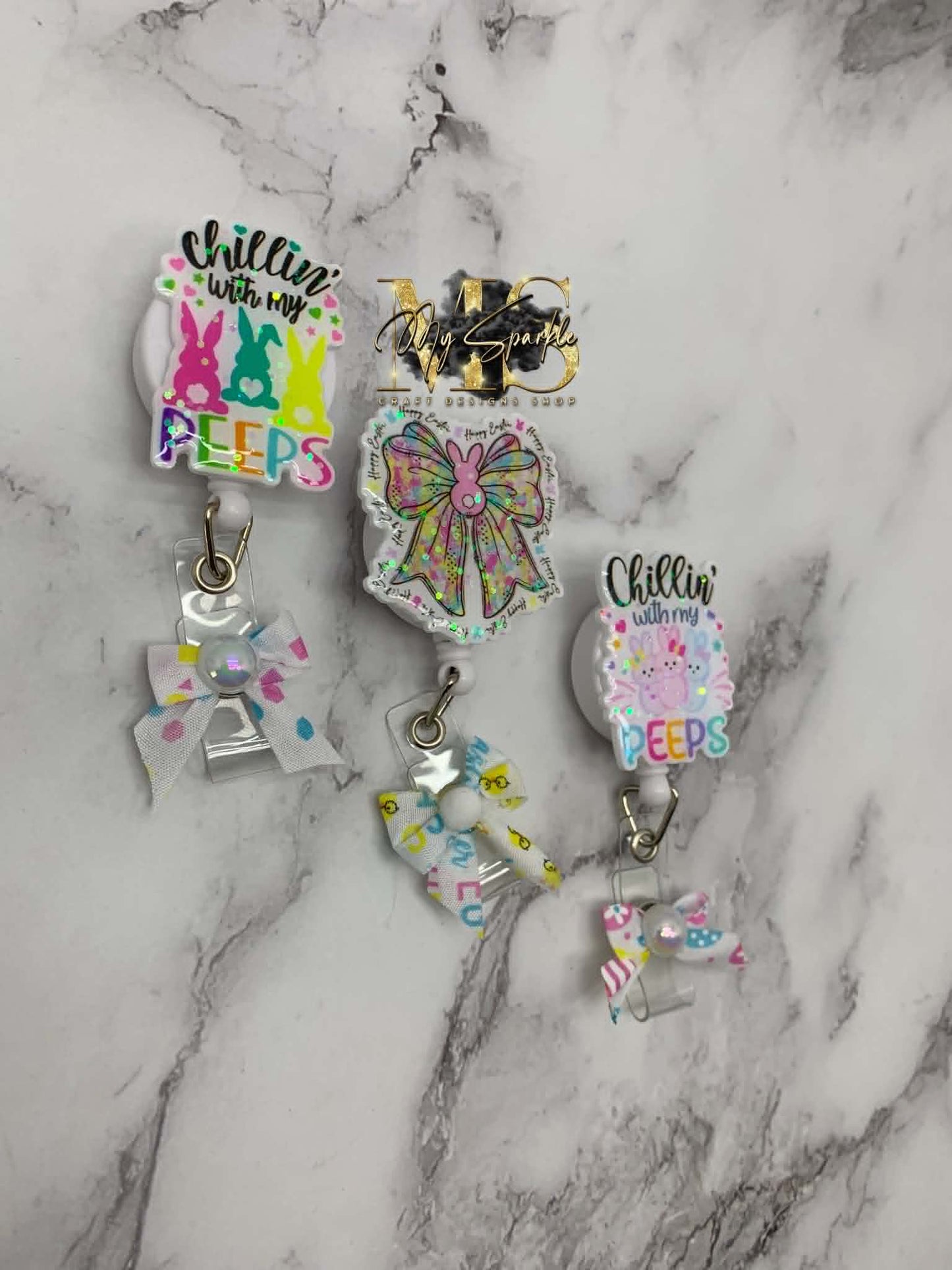 Chillin' With My Peeps Glitter Badge Reel