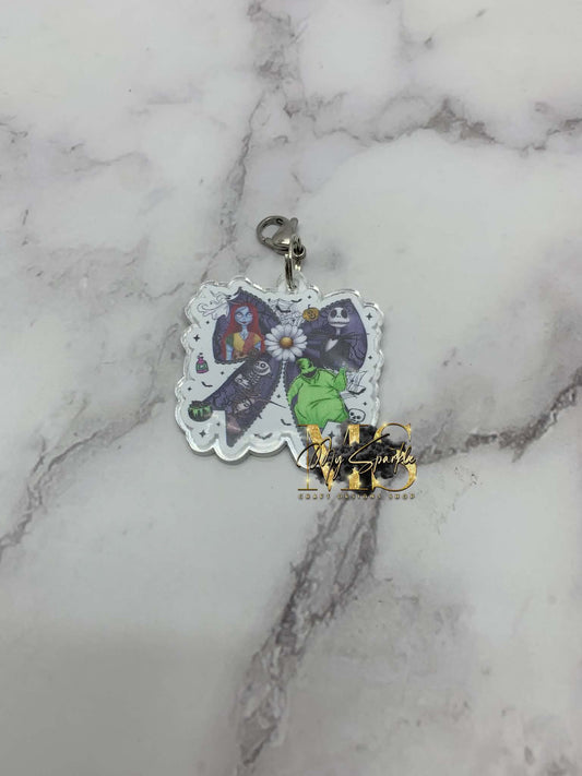 Halloween Nightmare Coquette Bow Badge Reel Charm