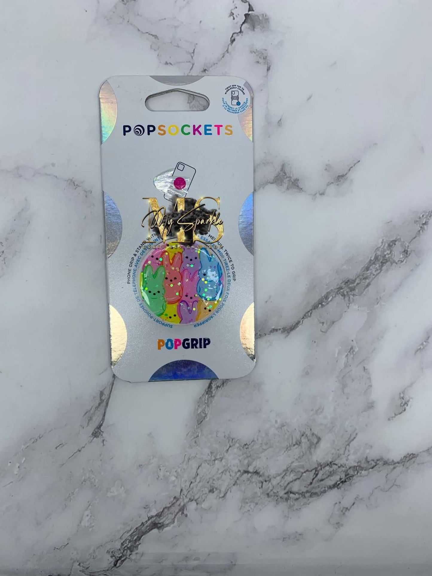 Marshmallow Peeps Easter Glitter Badge Reel