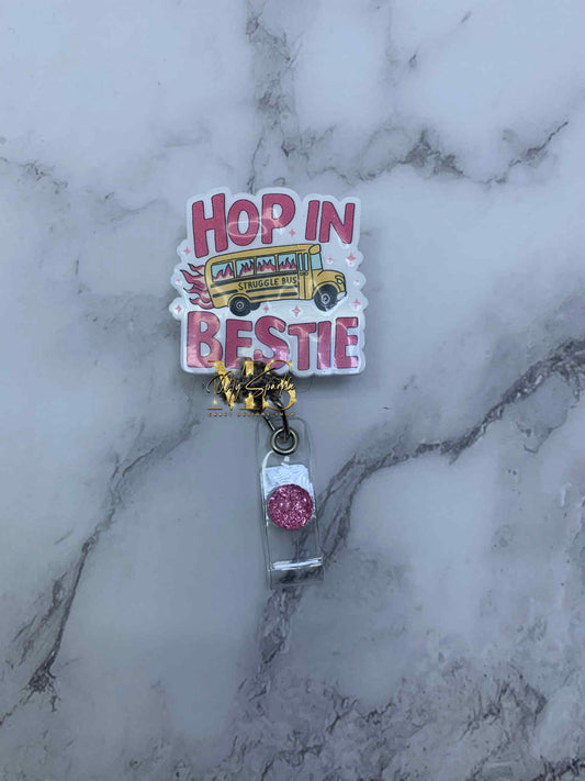 Funny Hop In Bestie Badge Reel