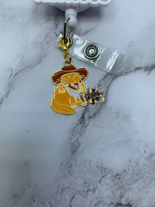Funny Cat Meowdy ~ ID Badge Reel Charm