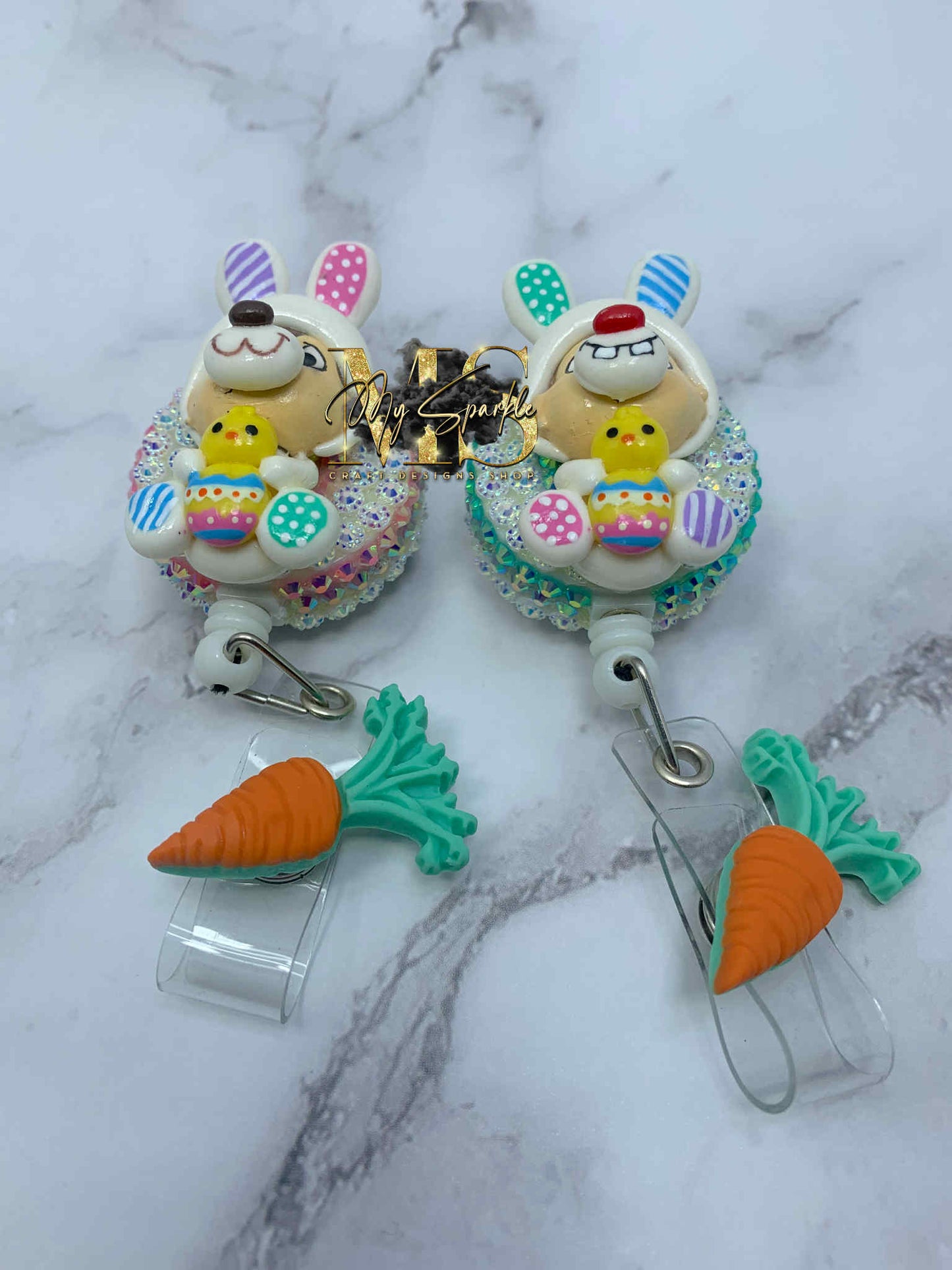 Funny Easter Chipmunks Clay Badge Reel