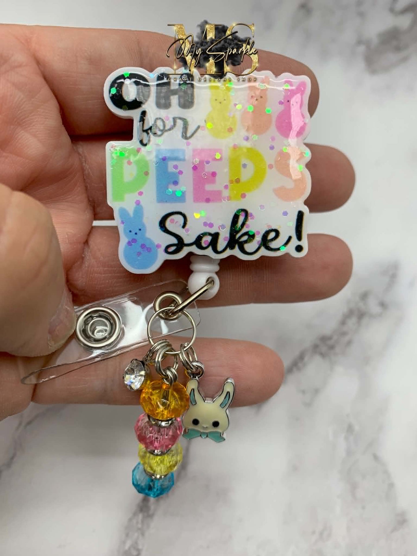 Oh For Peeps Sake Glitter Badge Reel